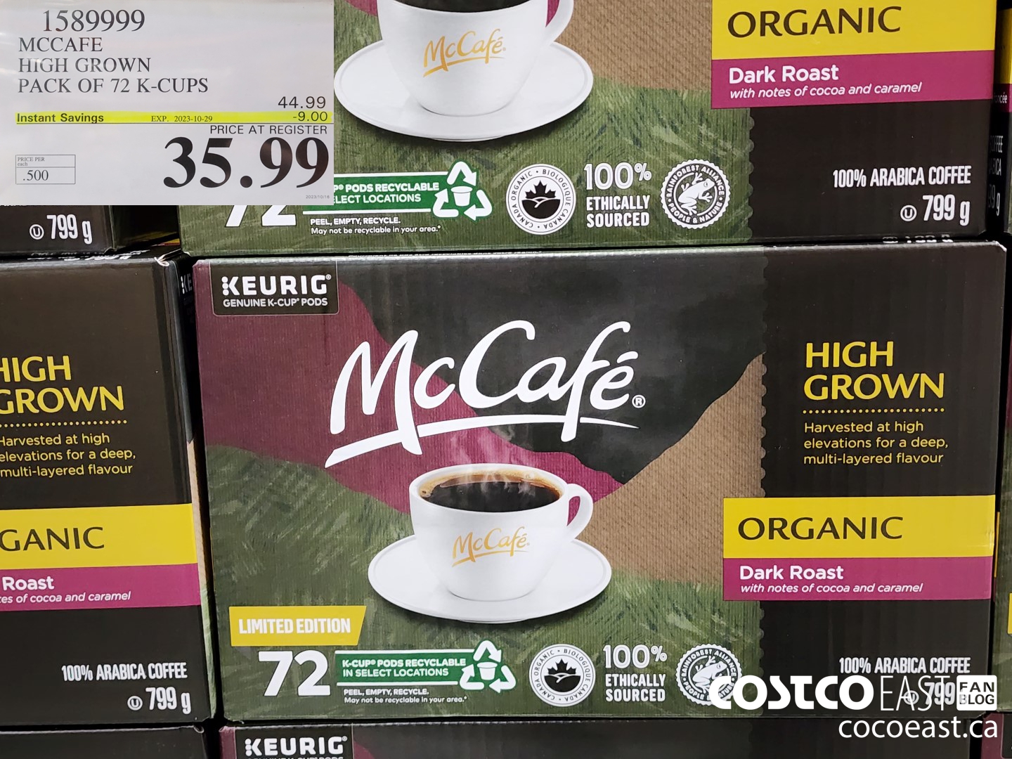 1589999 MCCAFE HIGH GROWN PACK OF 72 K-CUPS ($9.00 INSTANT SAVINGS EXPIRES ON 2023-10-29) $35.99