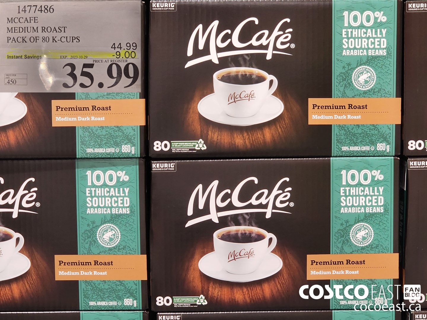 1477486 MCCAFE MEDIUM ROAST PACK OF 80 K-CUPS ($9.00 INSTANT SAVINGS EXPIRES ON 2023-10-29) $35.99