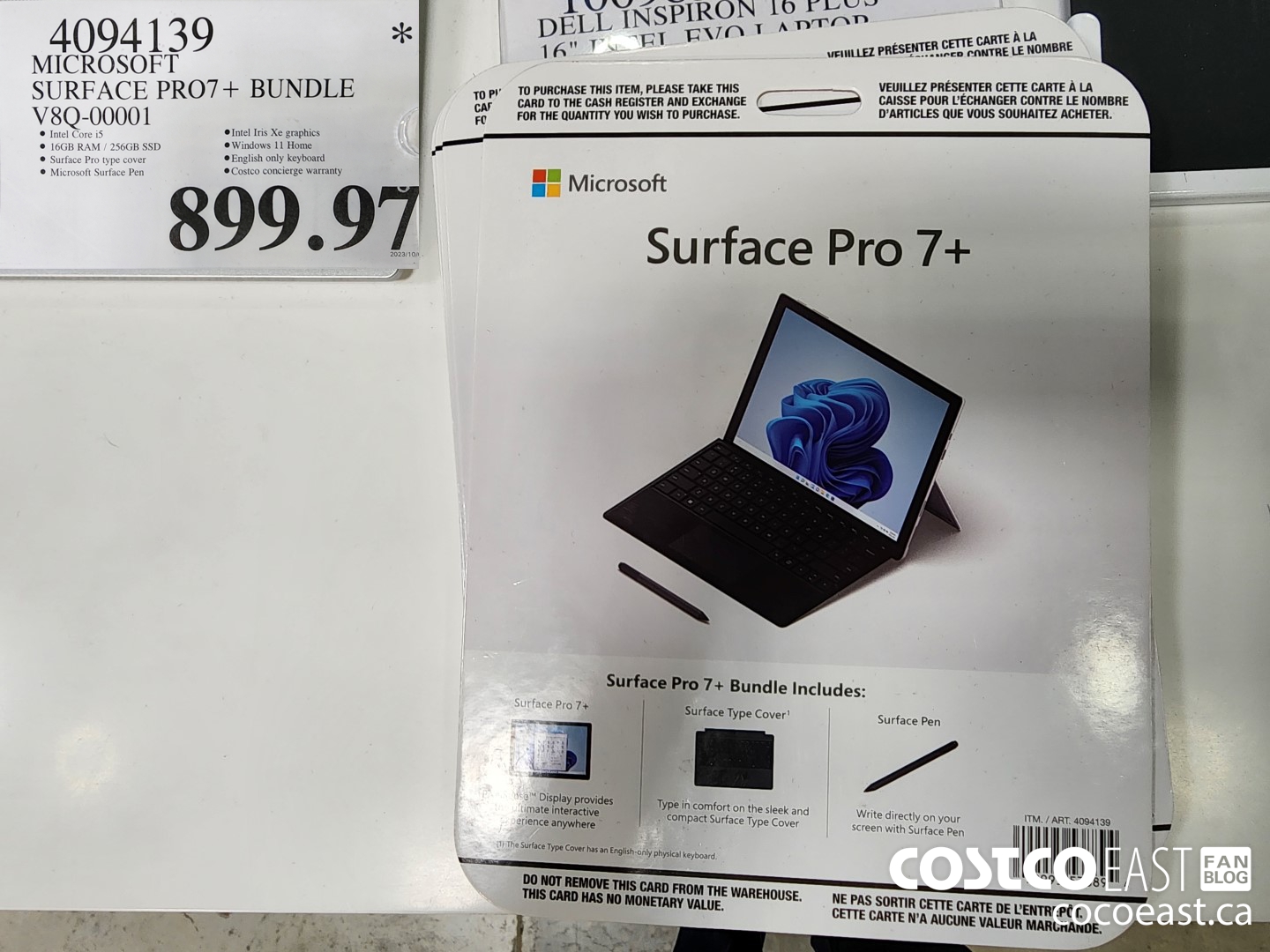 4094139 MICROSOFT SURFACE PRO7+ BUNDLE V8Q-00001 $899.97