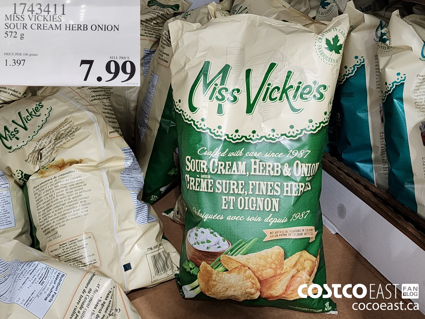 1743411 MISS VICKIES SOUR CREAM HERB ONION 572 G $7.99