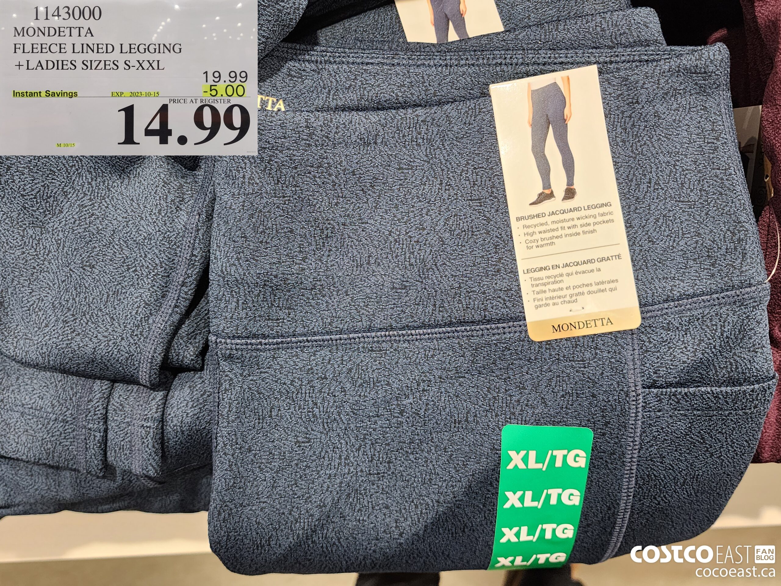 1143000 MONDETTA FLEECE LEGGING +LADIES SIZES S-XXL ($5.00 INSTANT SAVINGS EXPIRES ON 2023-10-15) $14.99