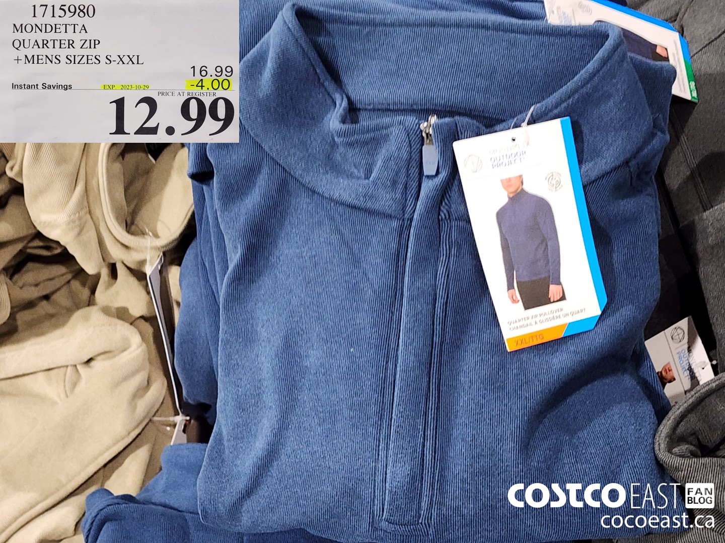 1715980 MONDETTA QUARTER ZIP +MENS SIZES S-XXL ($4.00 INSTANT SAVINGS EXPIRES ON 2023-10-29) $12.99