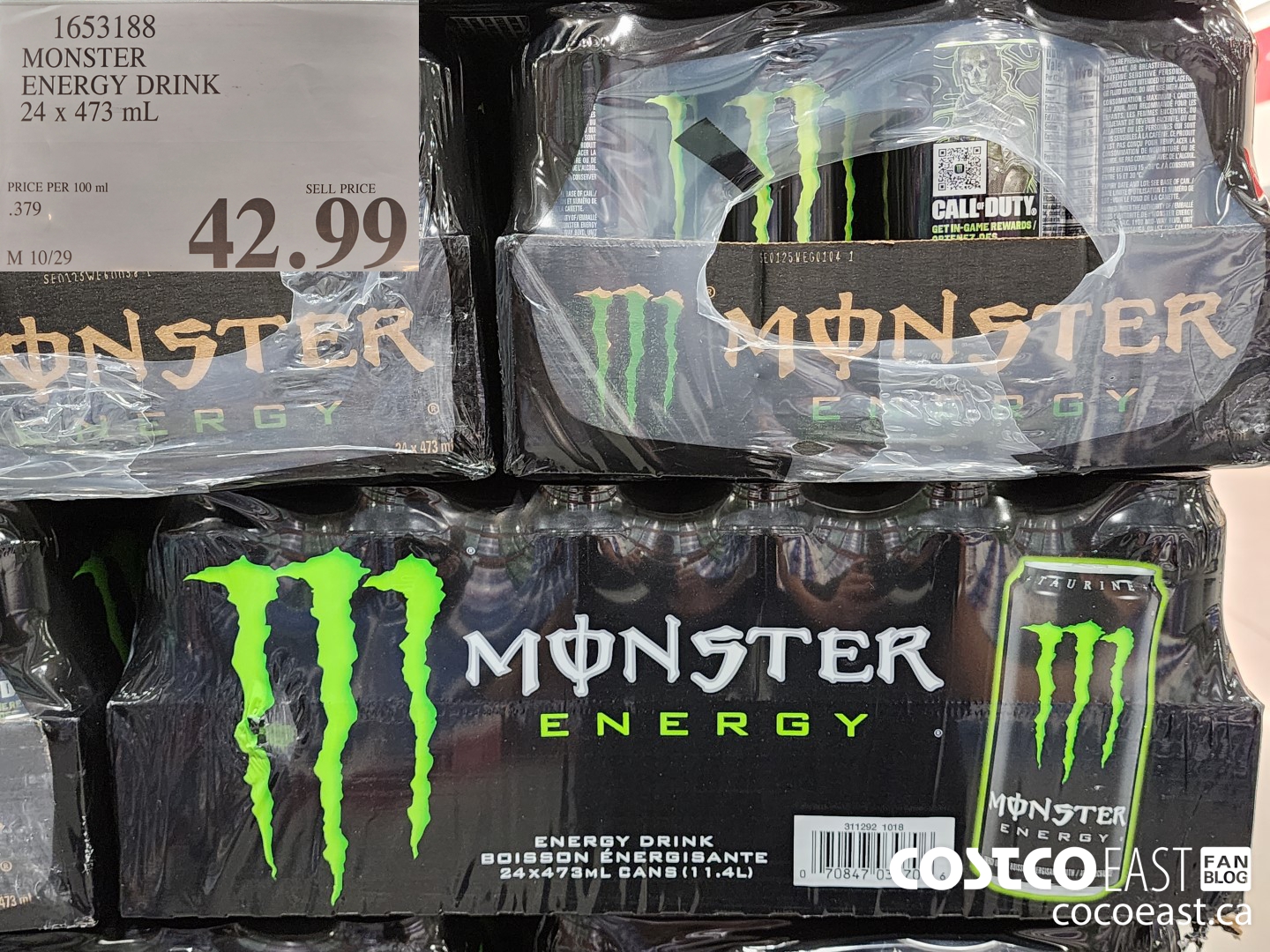 1653188 MONSTER ENERGY DRINK 24 x 473 mL $42.99