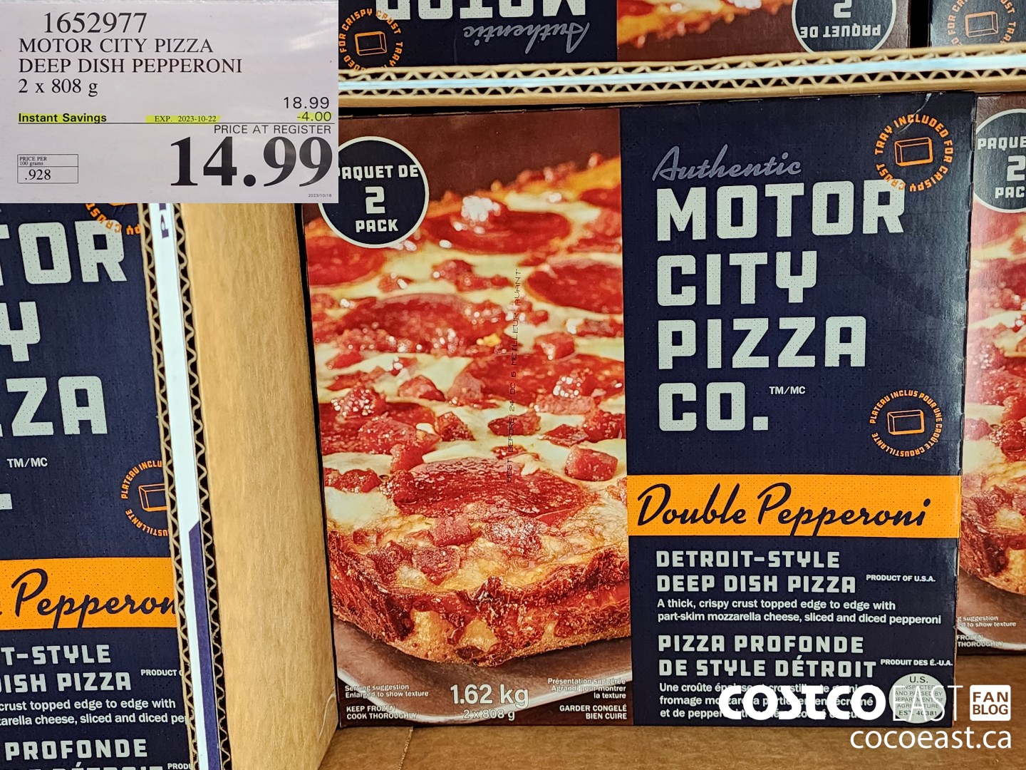 1652977 MOTOR CITY PIZZA DEEP DISH PEPPERONI 2 X 808G ($4.00 INSTANT SAVINGS EXPIRES ON 2023-10-22) $14.99