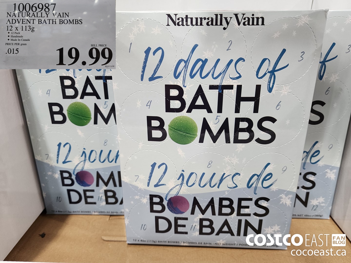 1006987 NATURALLY VAIN ADVENT BATH BOMBS 12 X 113G $19.99