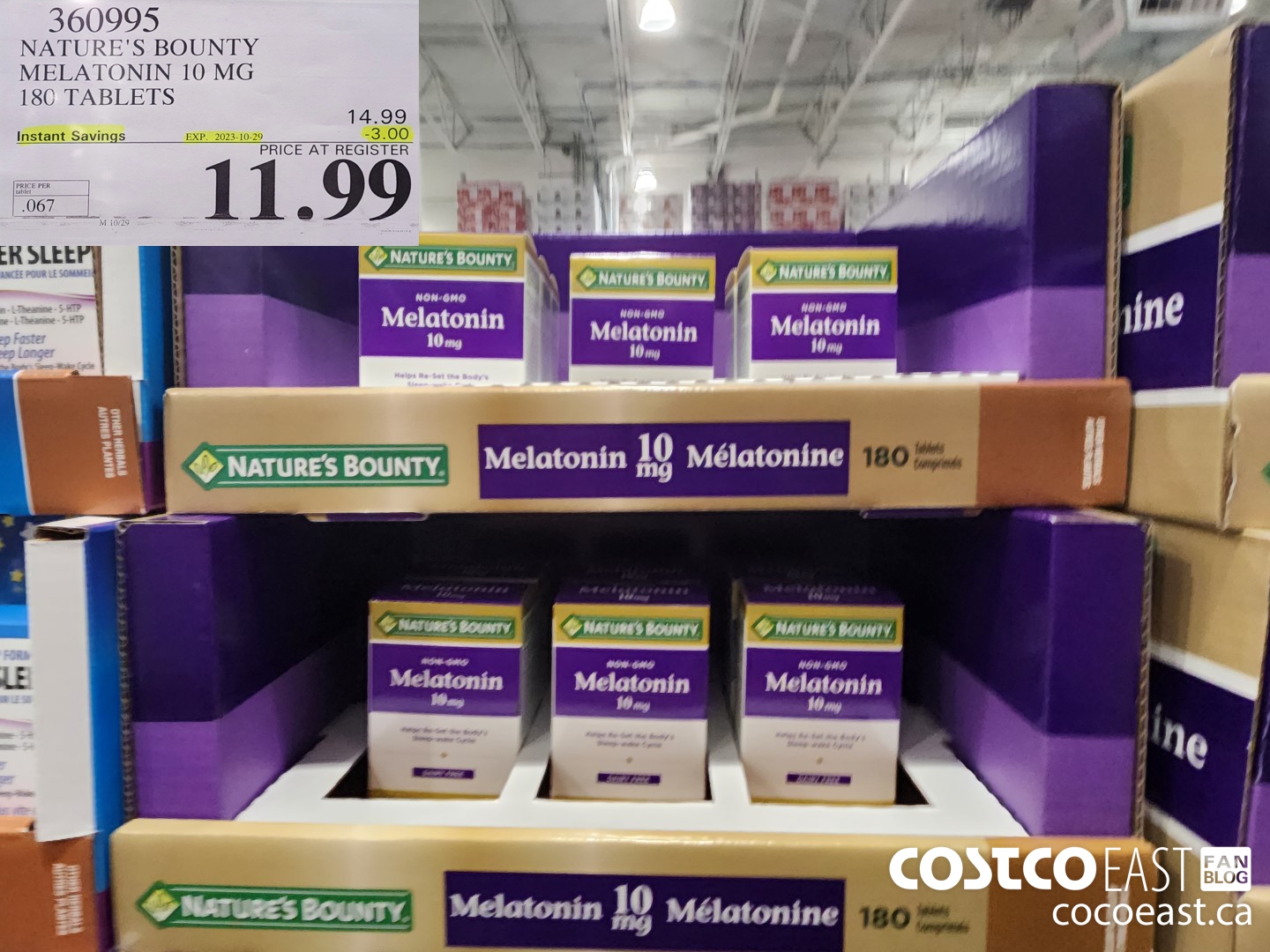 360995 NATURE'S BOUNTY MELATONIN 10 MG 180 TABLETS ($3.00 INSTANT SAVINGS EXPIRES ON 2023-10-29) $11.99