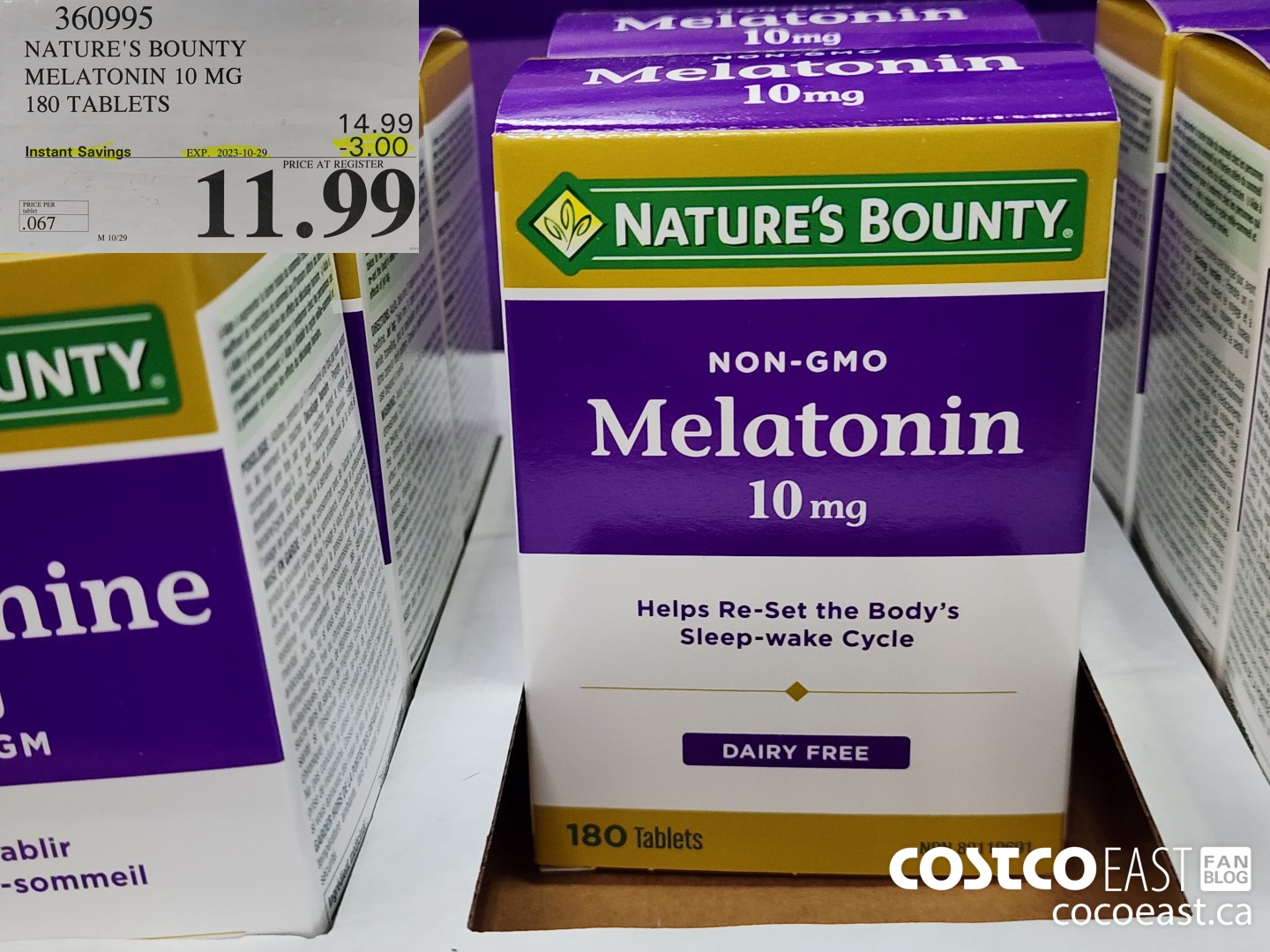 360995 NATURE'S BOUNTY MELATONIN 10 MG 180 TABLETS ($3.00 INSTANT SAVINGS EXPIRES ON 2023-10-29) $11.99