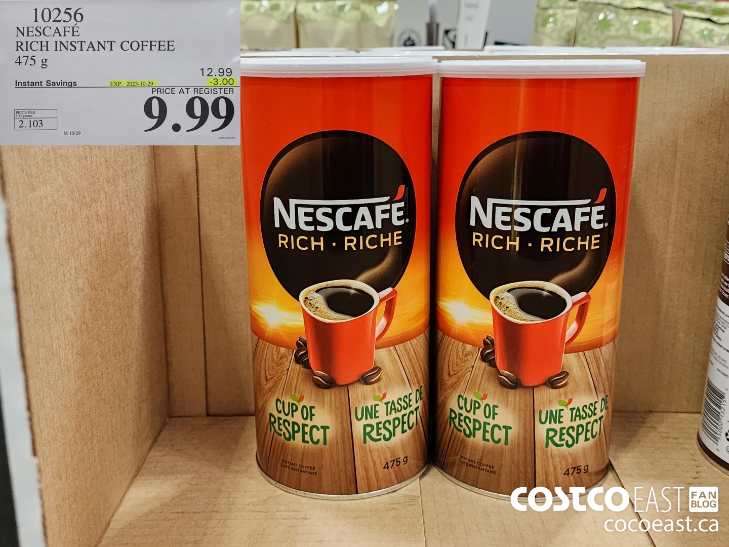 10256 NESCAFE RICH INSTANT COFFEE 475 G ($3.00 INSTANT SAVINGS EXPIRES ON 2023-10-29) $9.99