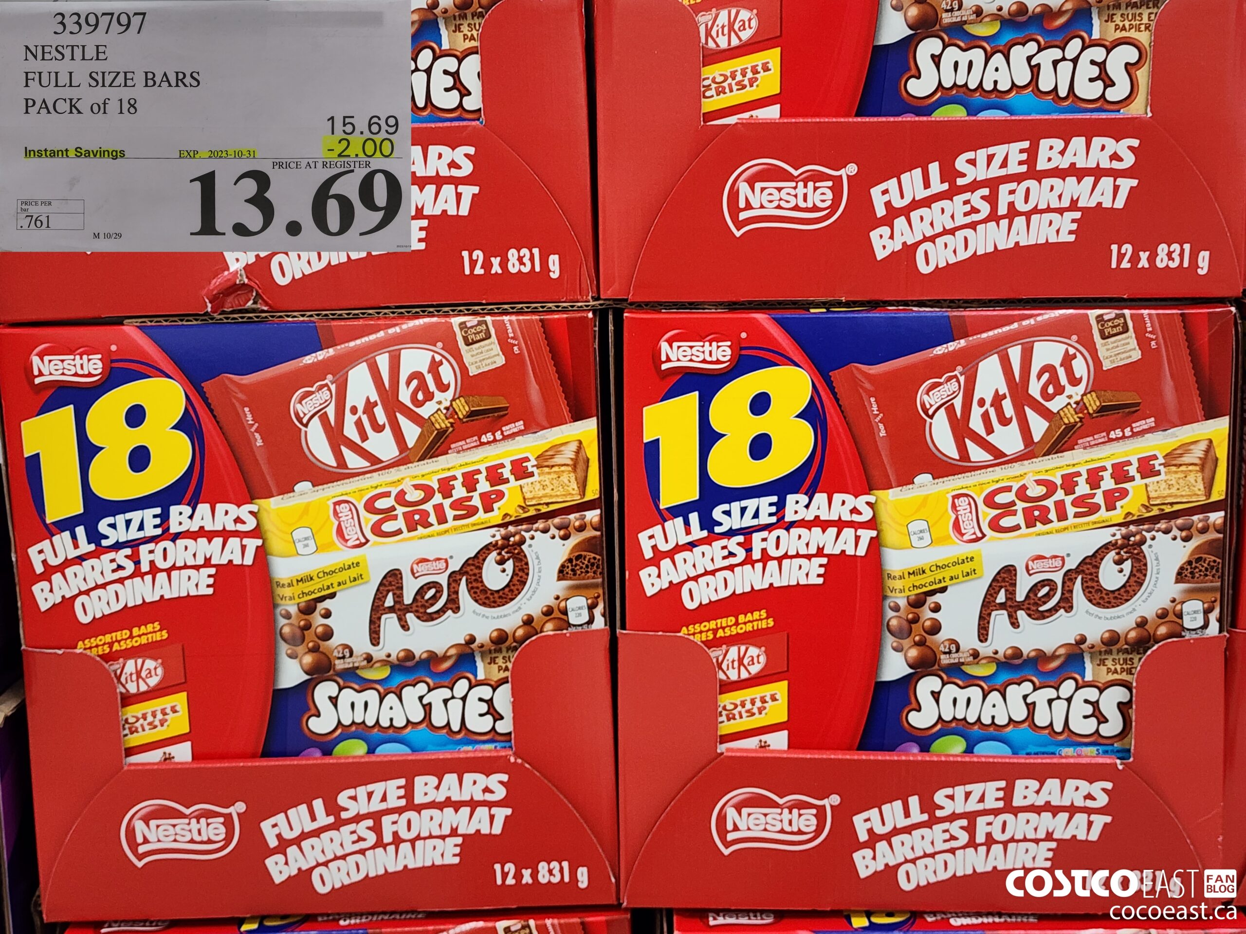 339797 NESTLE FULL SIZE BARS PACK OF 18 ($2.00 INSTANT SAVINGS EXPIRES ON 2023-10-31) $13.69
