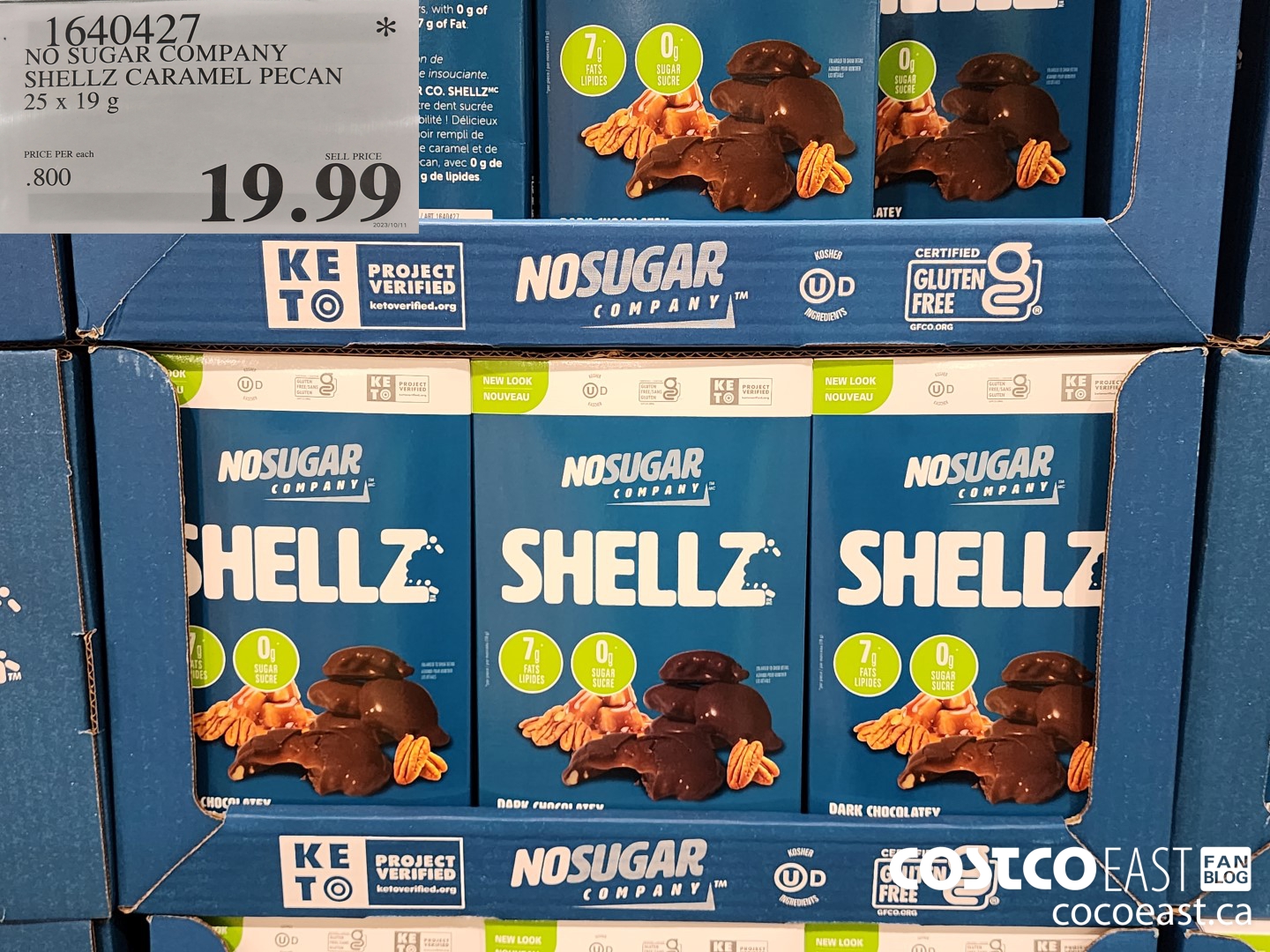 1640427 NO SUGAR KETO SHELLZ CARAMEL PECAN 25 X 19G $19.99