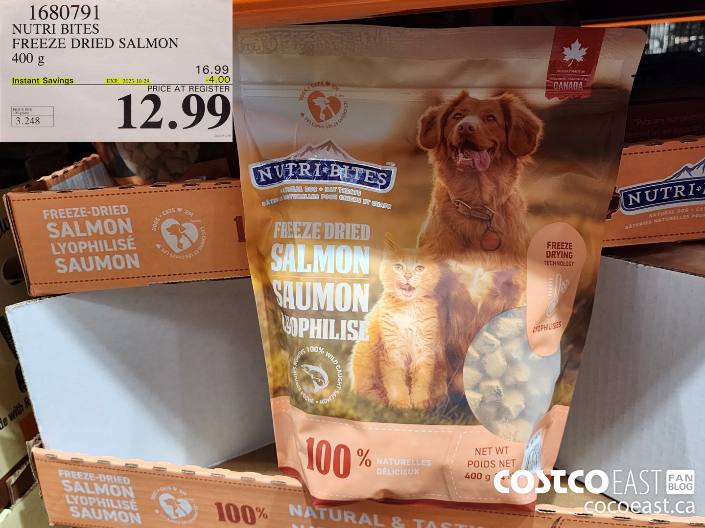 1680791 NUTRI BITES FREEZE DRIED SALMON 400 g ($4.00 INSTANT SAVINGS EXPIRES ON 2023-10-29) $132.99