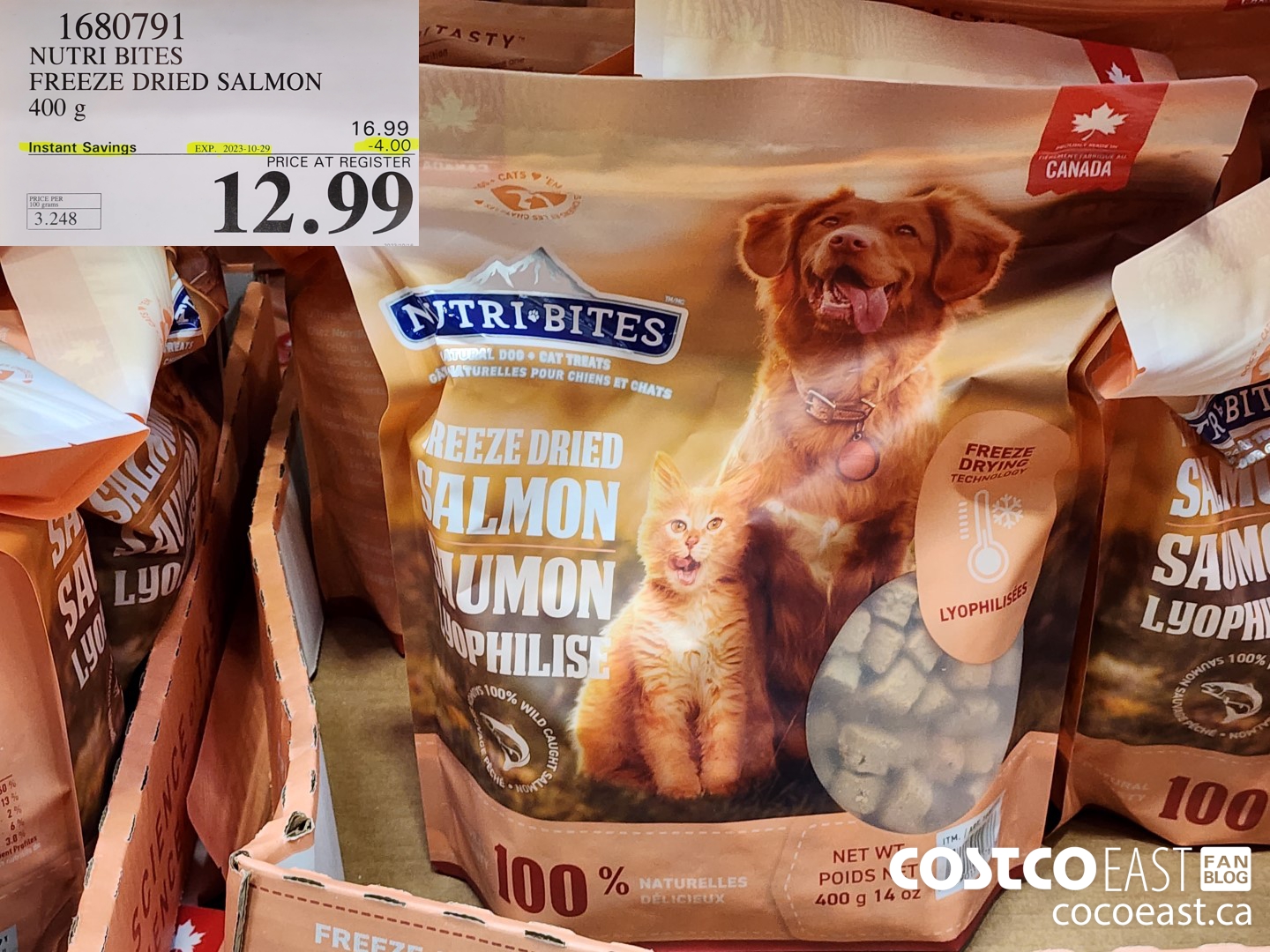 1680791 NUTRI BITES FREEZE DRIED SALMON 400 g ($4.00 INSTANT SAVINGS EXPIRES ON 2023-10-29) $132.99