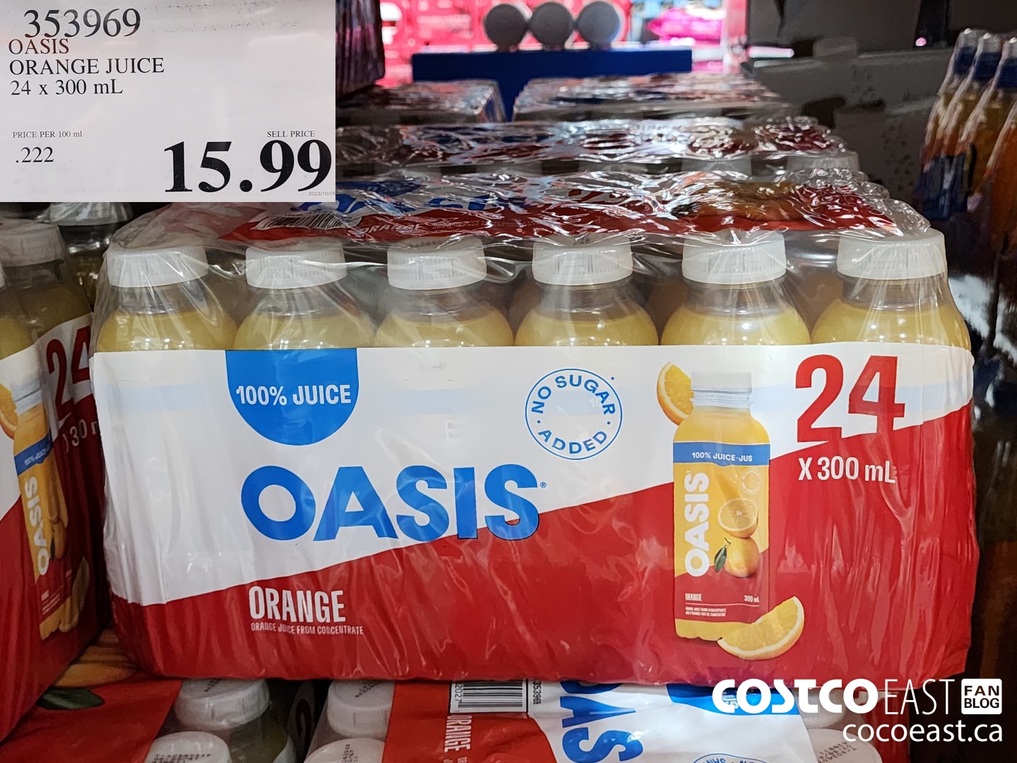 353969 OASIS ORANGE JUICE 24 X 300 ML $15.99