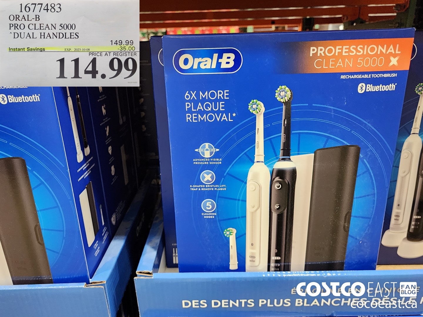 1677483 ORAL-B PRO CLEAN 5000 DUAL HANDLES ($35.00 INSTANT SAVINGS EXPIRES ON 2023-10-08) $114.99