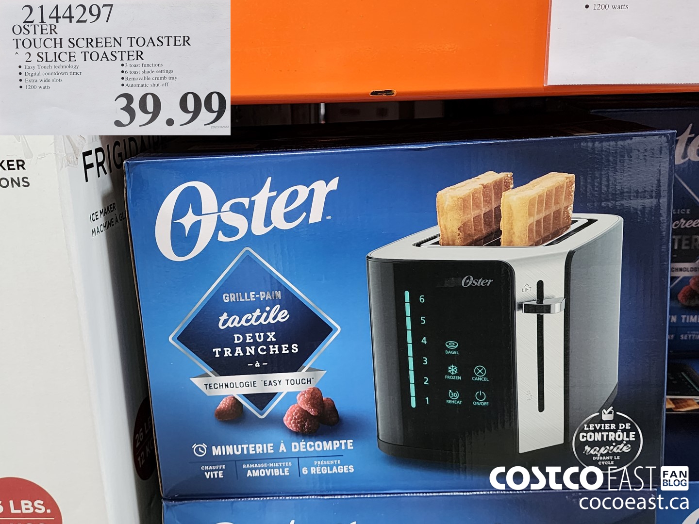 2144297 OSTER TOUCH SCREEN TOASTER 2 SLICE TOASTER $39.99