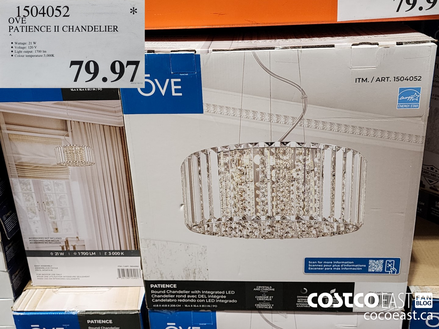 1504052 OVE PATIENCE II CHANDELIER $79.97