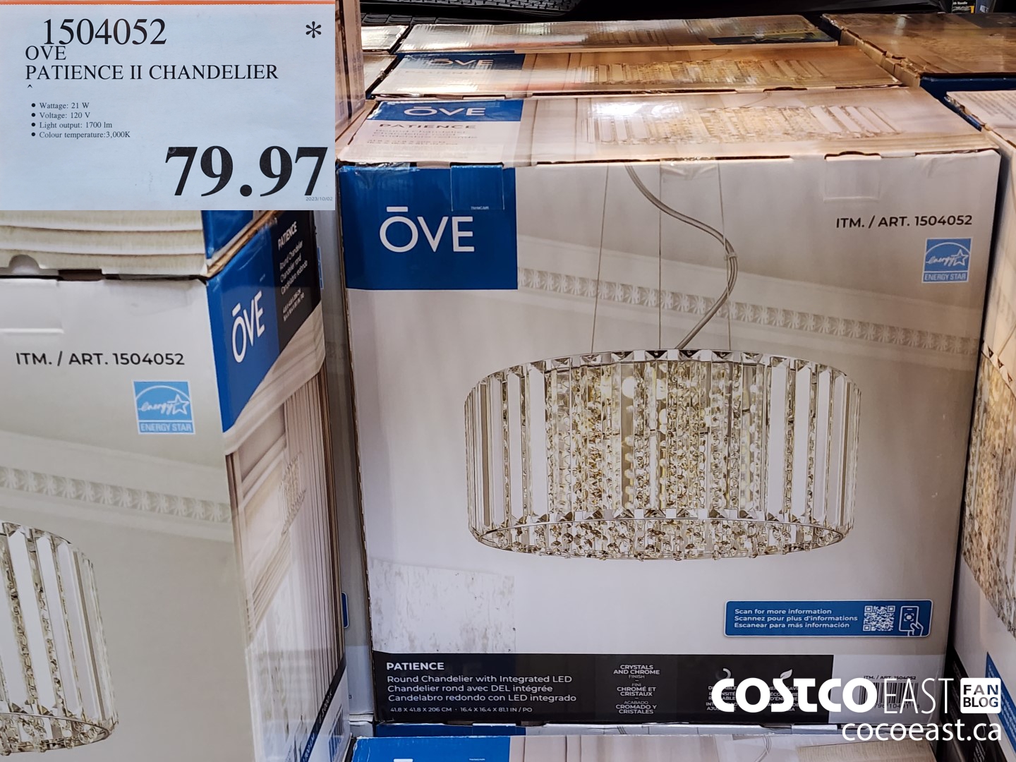 1504052 OVE PATIENCE II CHANDELIER $79.97