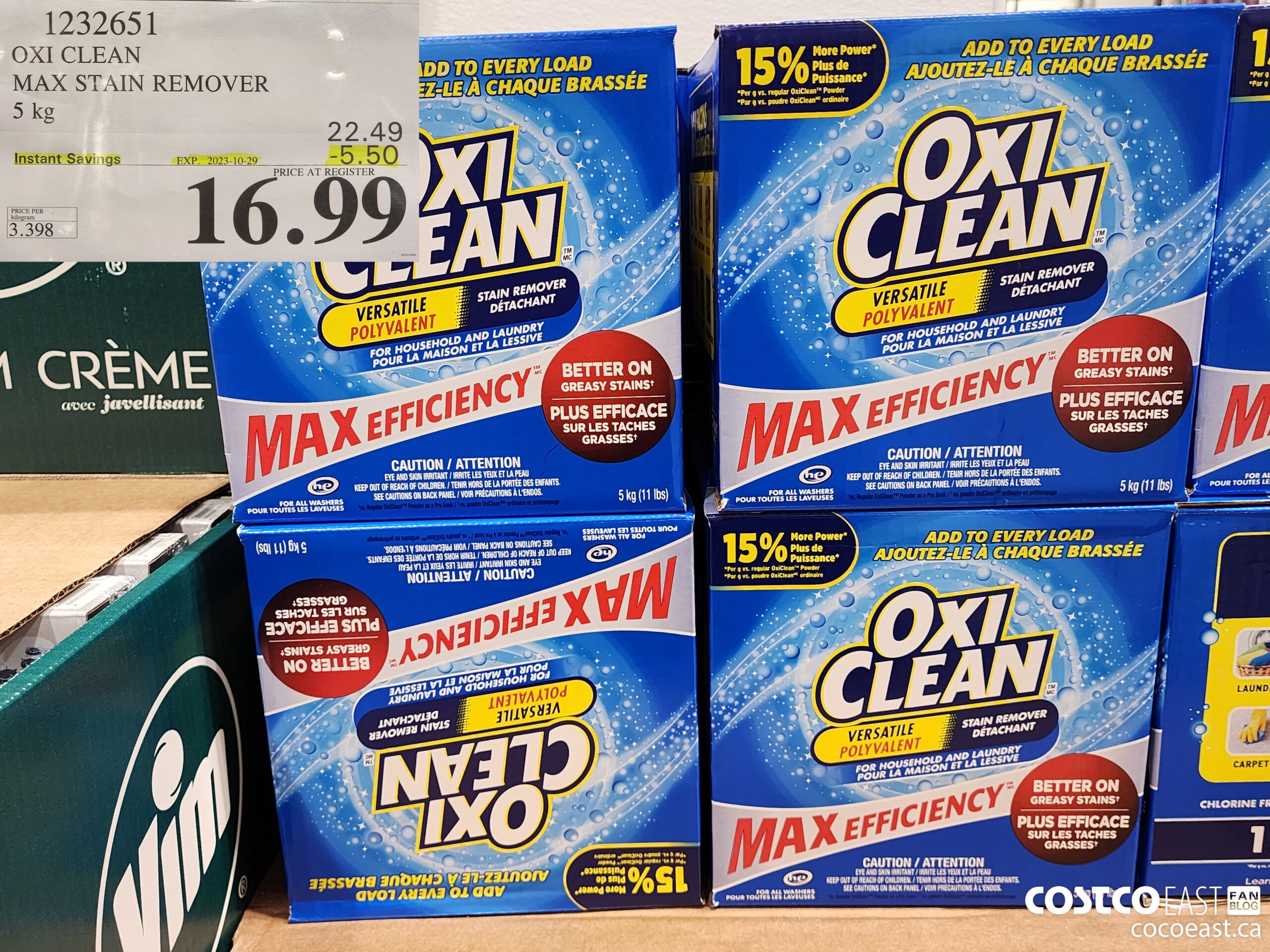 1232651 OXI CLEAN MAX STAIN REMOVER 5 KG ($5.50 INSTANT SAVINGS EXPIRES ON 2023-10-29) $16.99