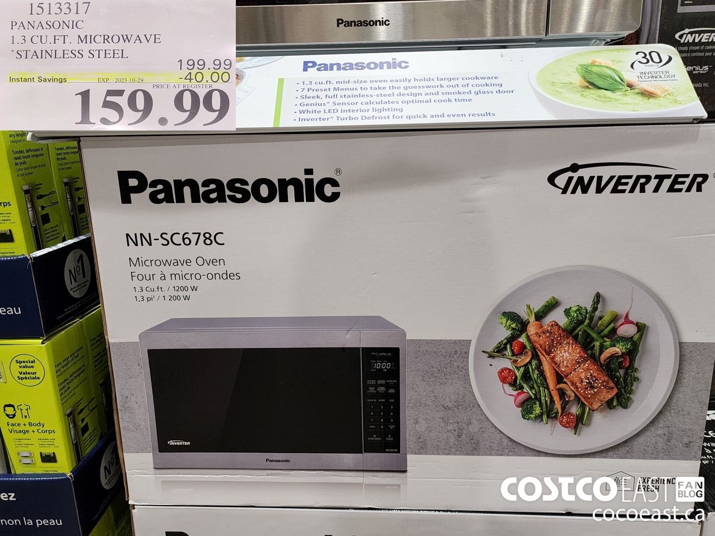 1513317 PANASONIC 1.3 CU.FT. MICROWAVE STAINLESS STEEL ($40.00 INSTANT SAVINGS EXPIRES ON 2023-10-29) $159.99