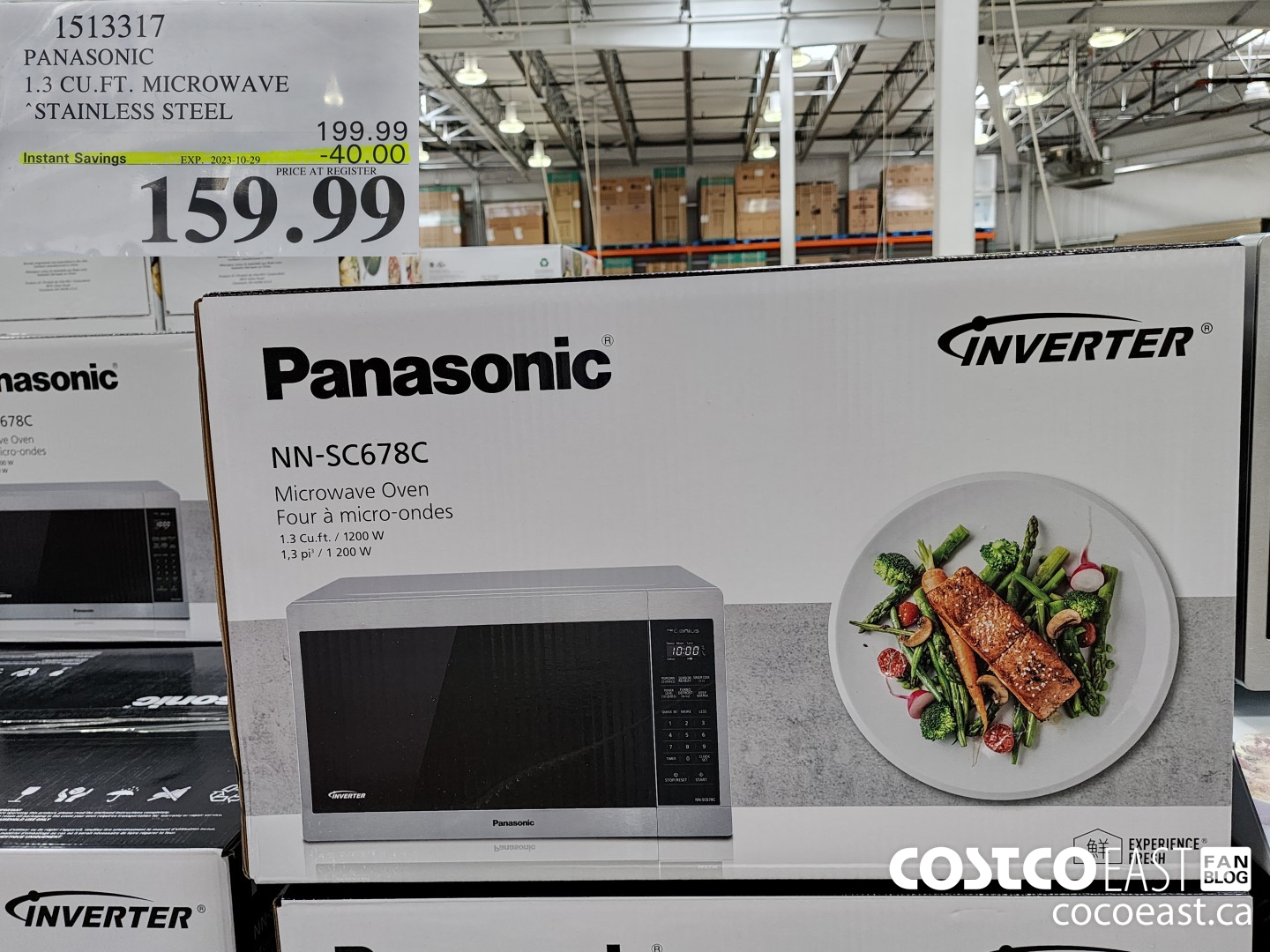 1513317 PANASONIC 1.3 CU.FT. MICROWAVE STAINLESS STEEL ($40.00 INSTANT SAVINGS EXPIRES ON 2023-10-29) $159.99