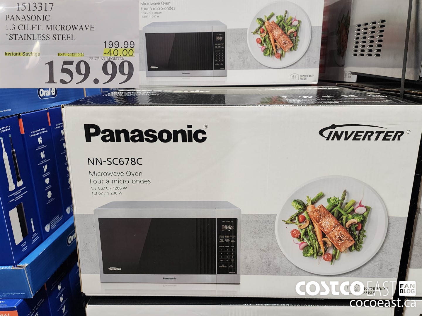 1513317 PANASONIC 1.3 CU.FT. MICROWAVE STAINLESS STEEL ($40.00 INSTANT SAVINGS EXPIRES ON 2023-10-29) $159.99