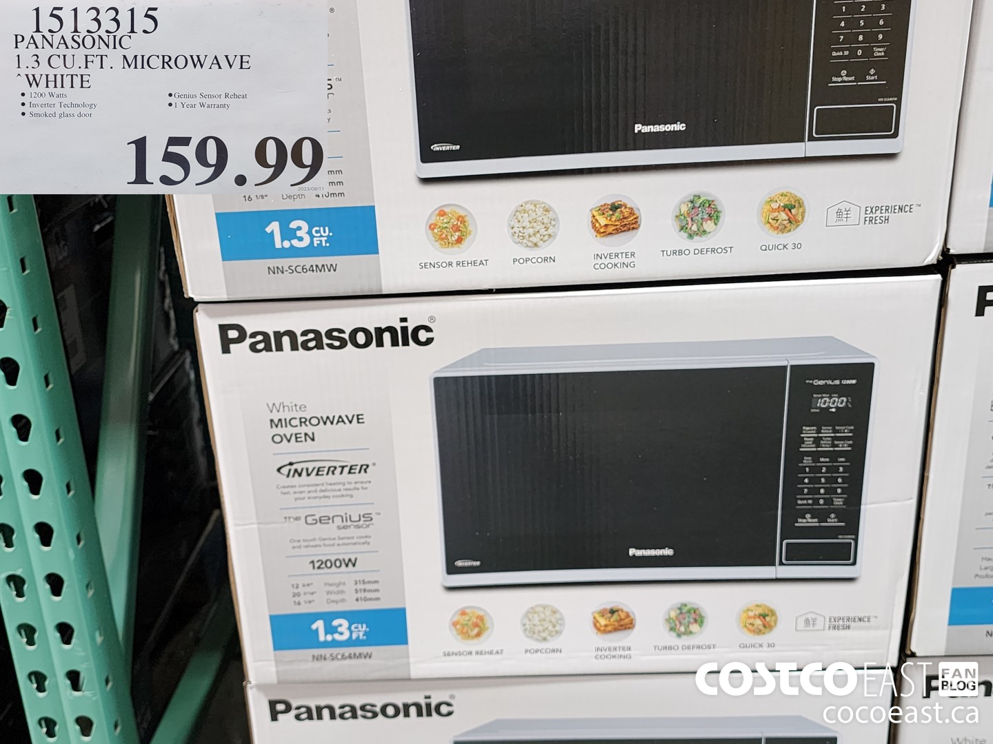 1513315 PANASONIC 1.3 CU.FT. MICROWAVE WHITE $159.99