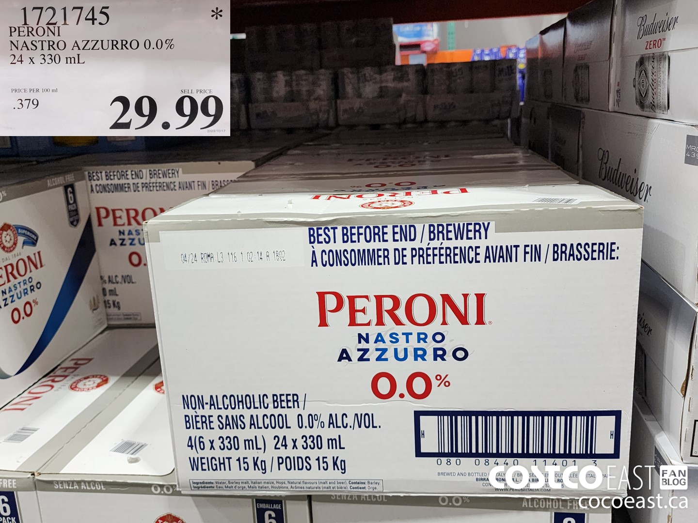 1721745 PERONI NASTRO AZZURRO 0.0% 24 X 330 ML $29.99