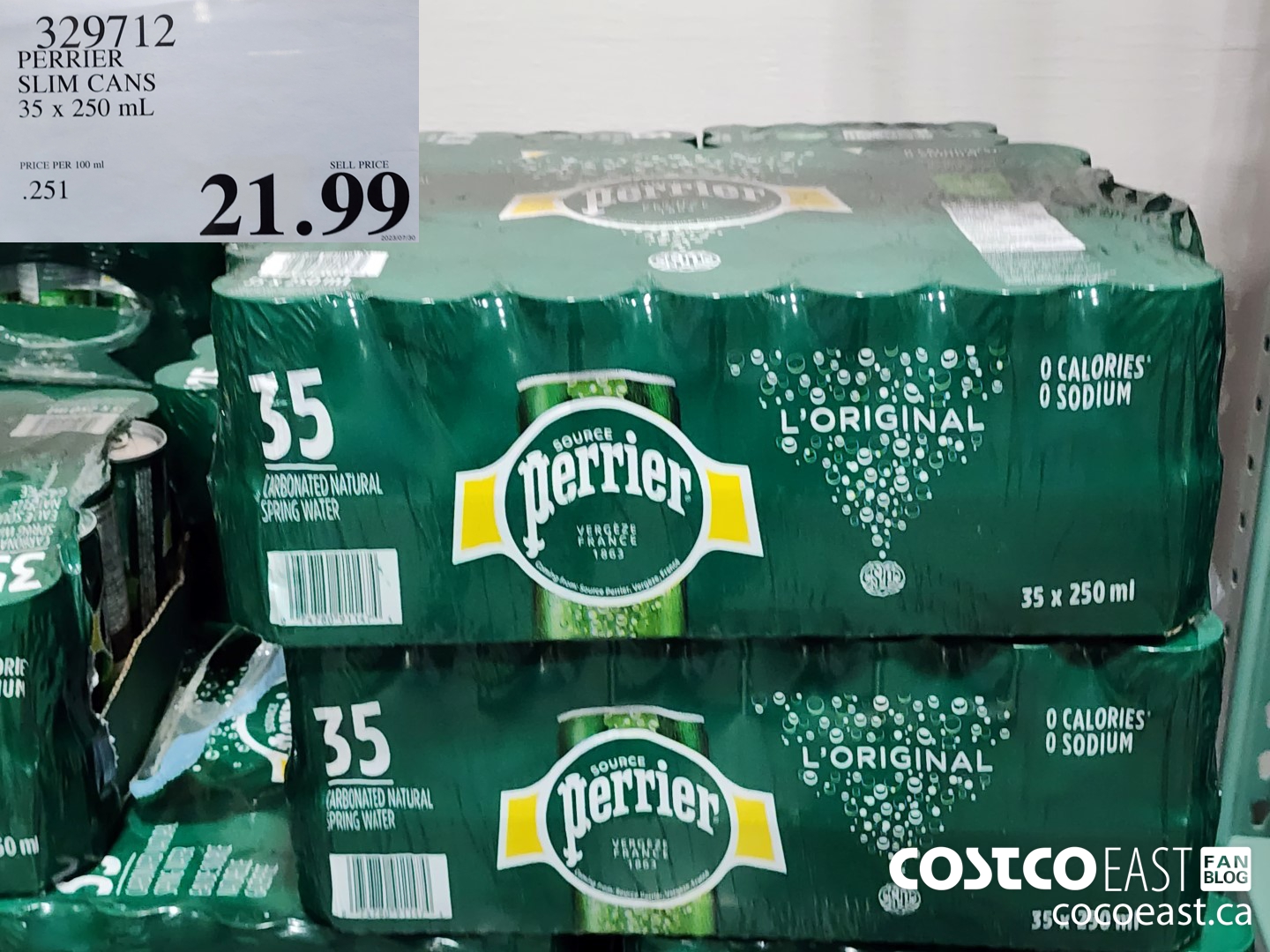 329712 PERRIER SLIM CANS 35 X 250 ML $21.99