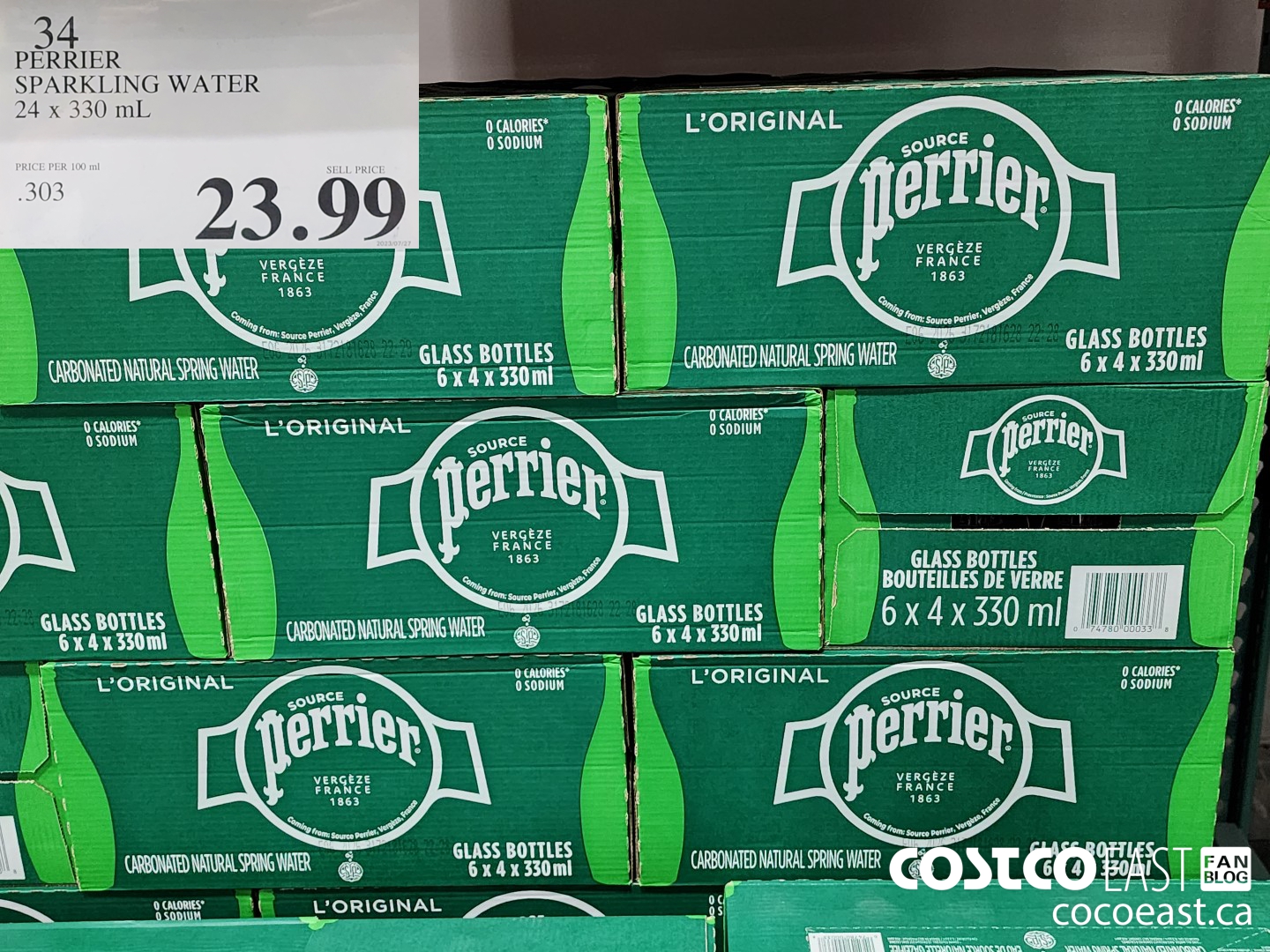 34 PERRIER SPARKLING WATER 24 X 330 ML $23.99