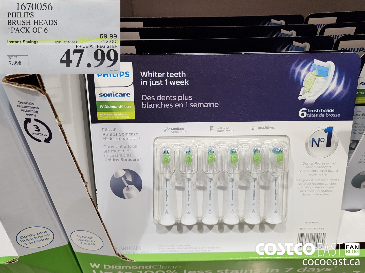 1670056 PHILIPS BRUSH HEADS PACK OF 6 ($12.00 INSTANT SAVINGS EXPIRES ON 2023-10-15) $47.99