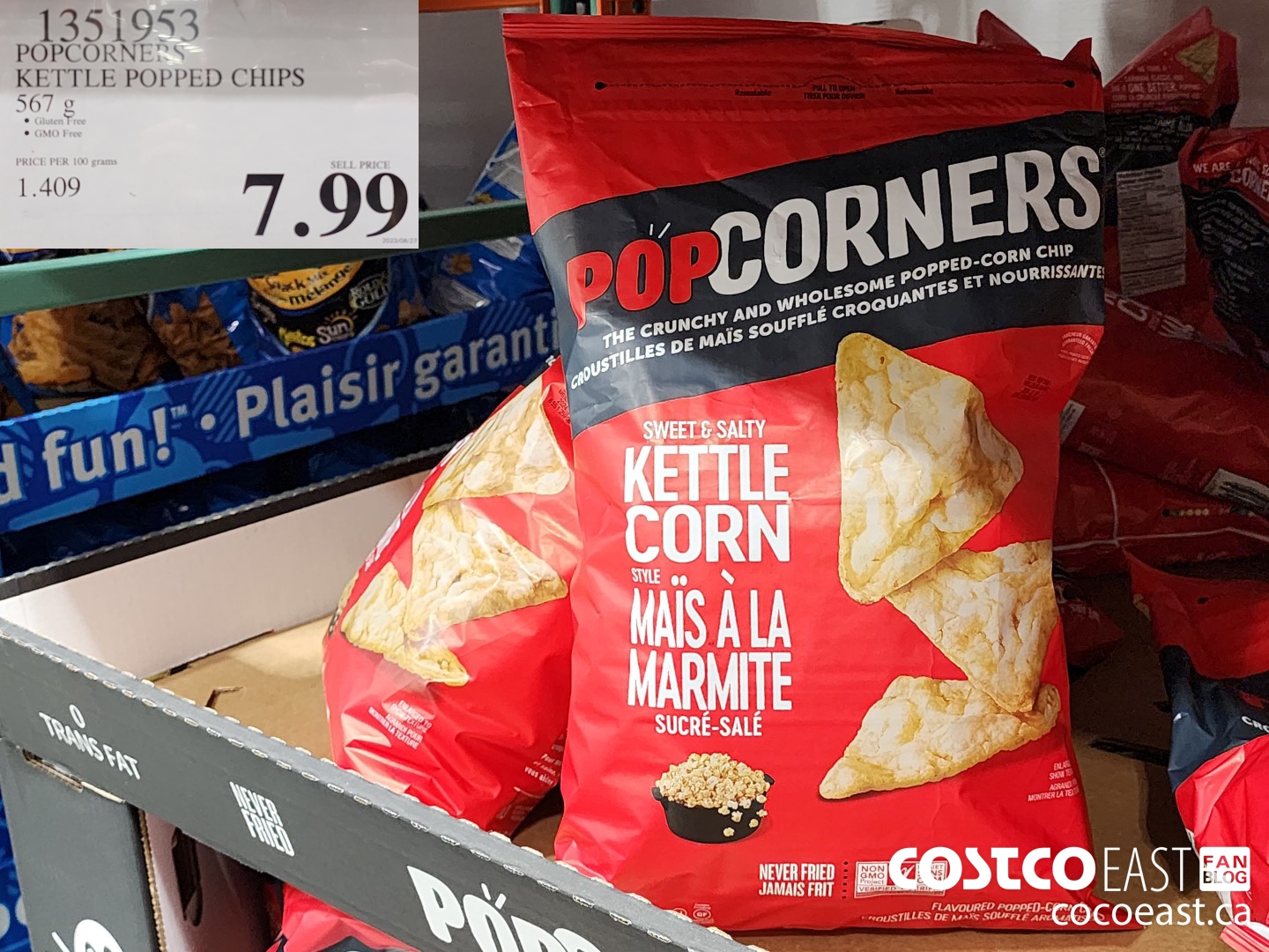 1351953 POPCORNERS KETTLE POPPED CHIPS 567 G $7.99
