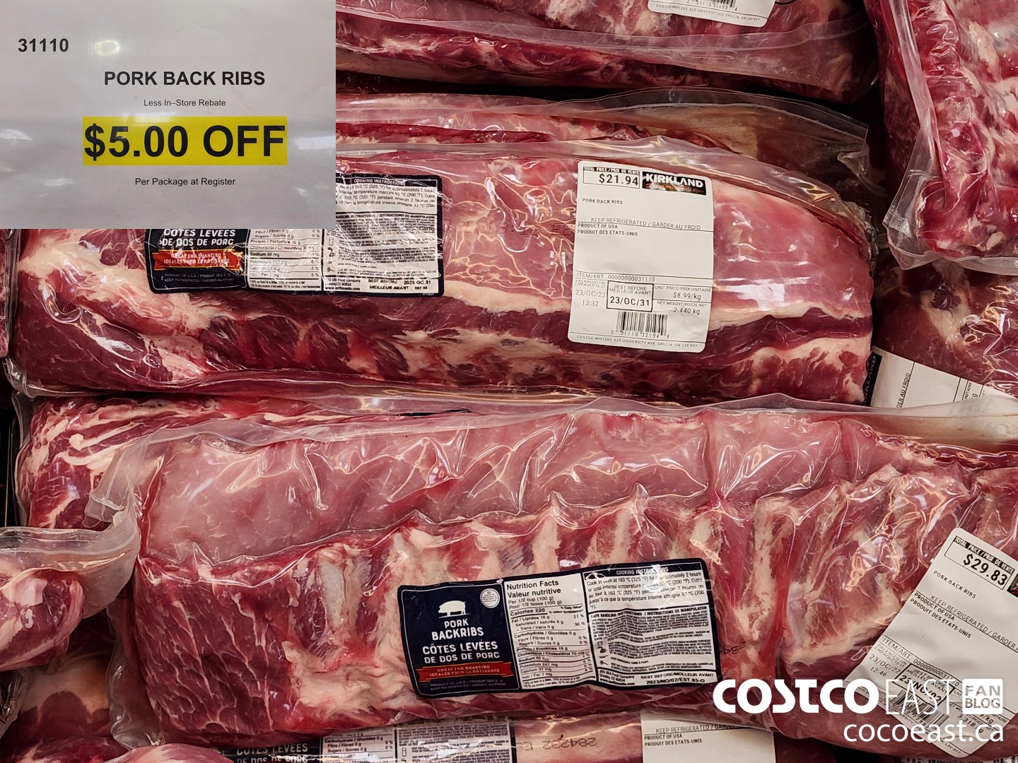 31110 PORK BACK RIBS ($5.00 INSTANT SAVINGS)