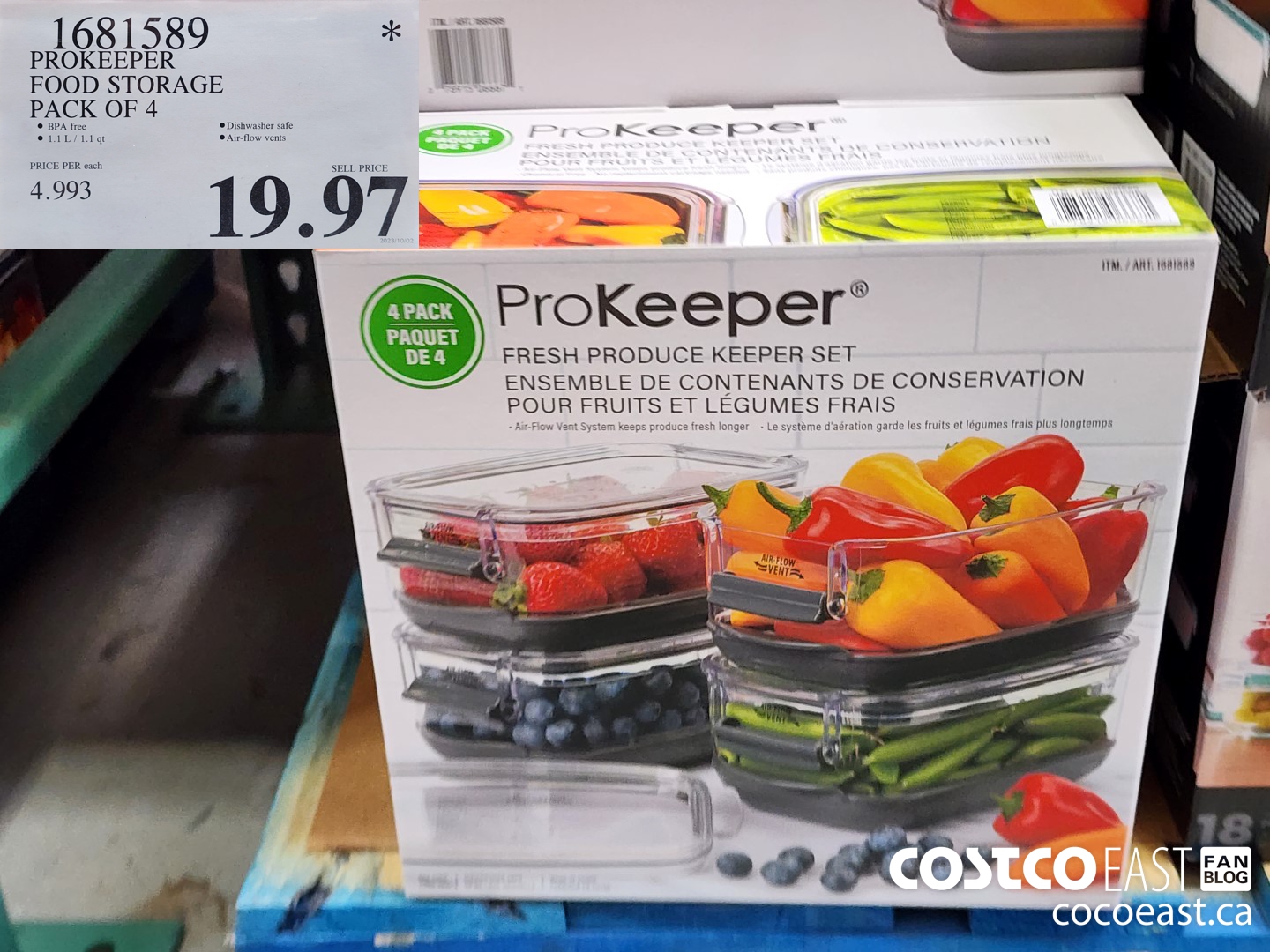 1681589 PROKEEPER FOOD STORAGE PACK OF 4 $19.97