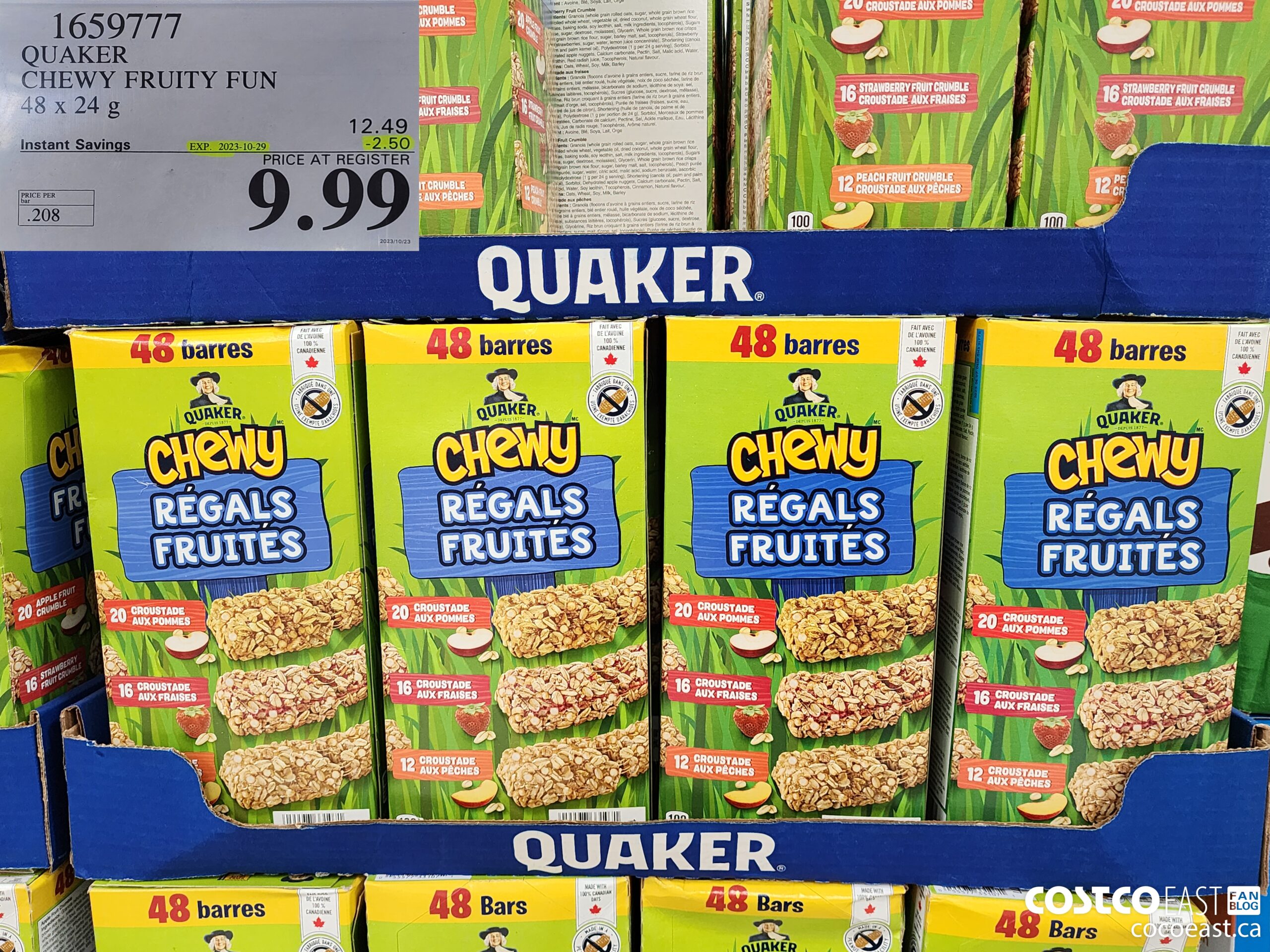 1659777 QUAKER CHEWY FRUITY FUN 48 X 24 G ($2.50 INSTANT SAVINGS EXPIRES ON 2023-10-29) $9.99