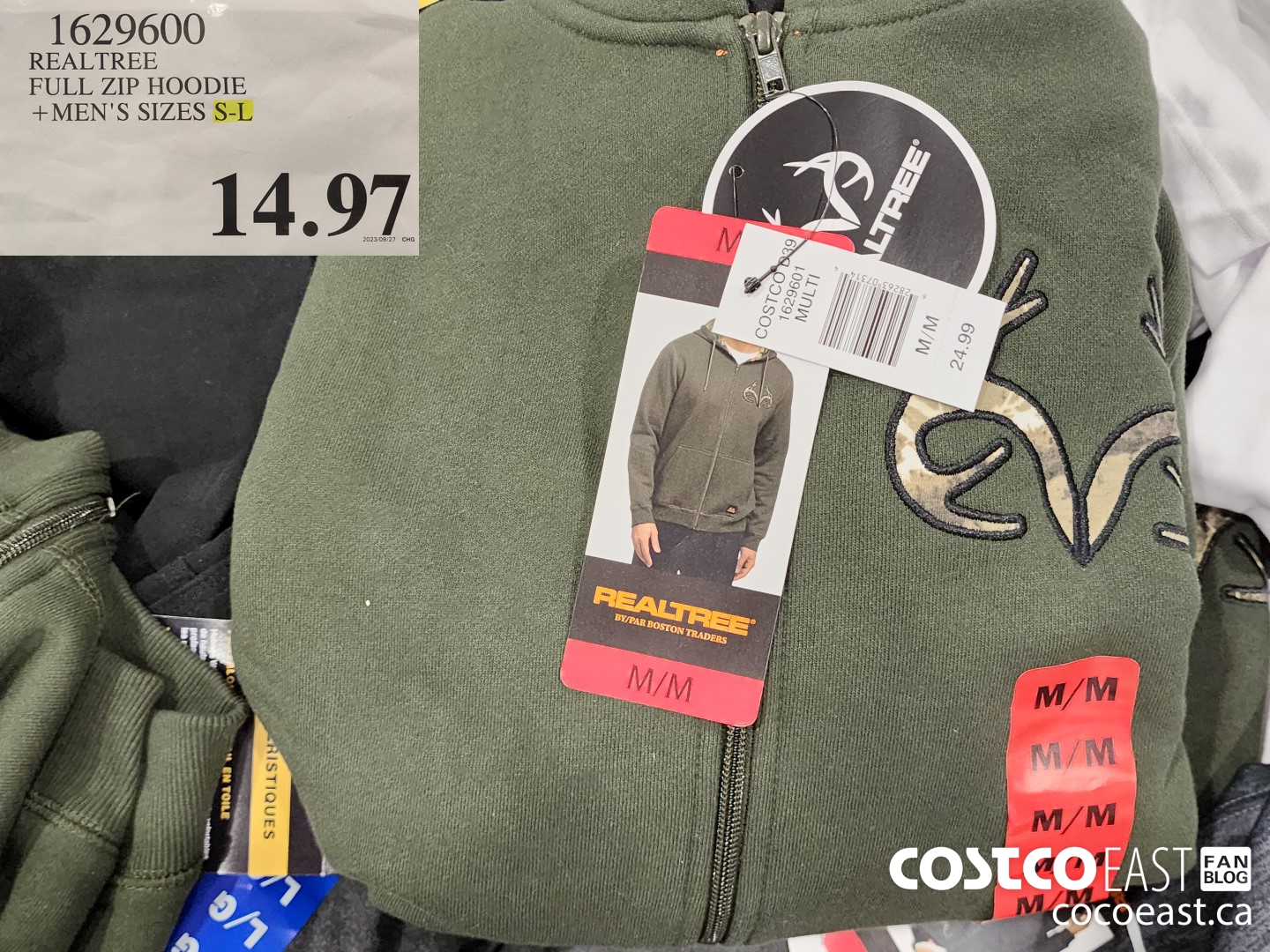 1629600 REALTREE FULL ZIP HOODIE +MEN'S SIZES S-L $14.97