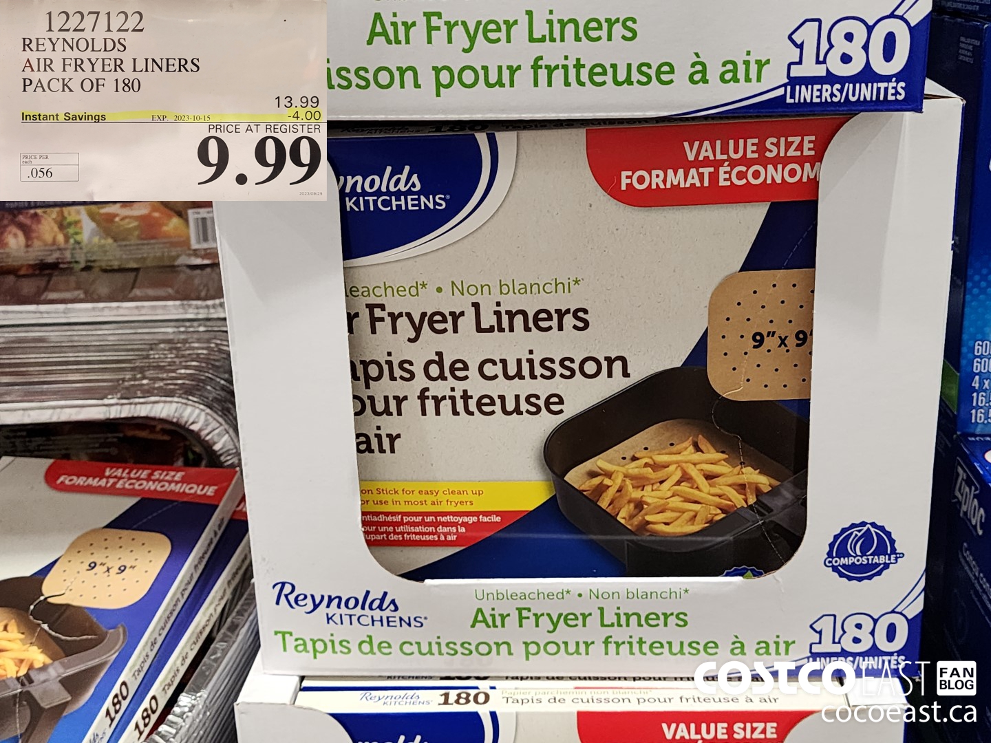 1227122 REYNOLDS AIR FRYER LINERS PACK OF 180 ($4.00 INSTANT SAVINGS EXPIRES ON 2023-10-15) $9.99