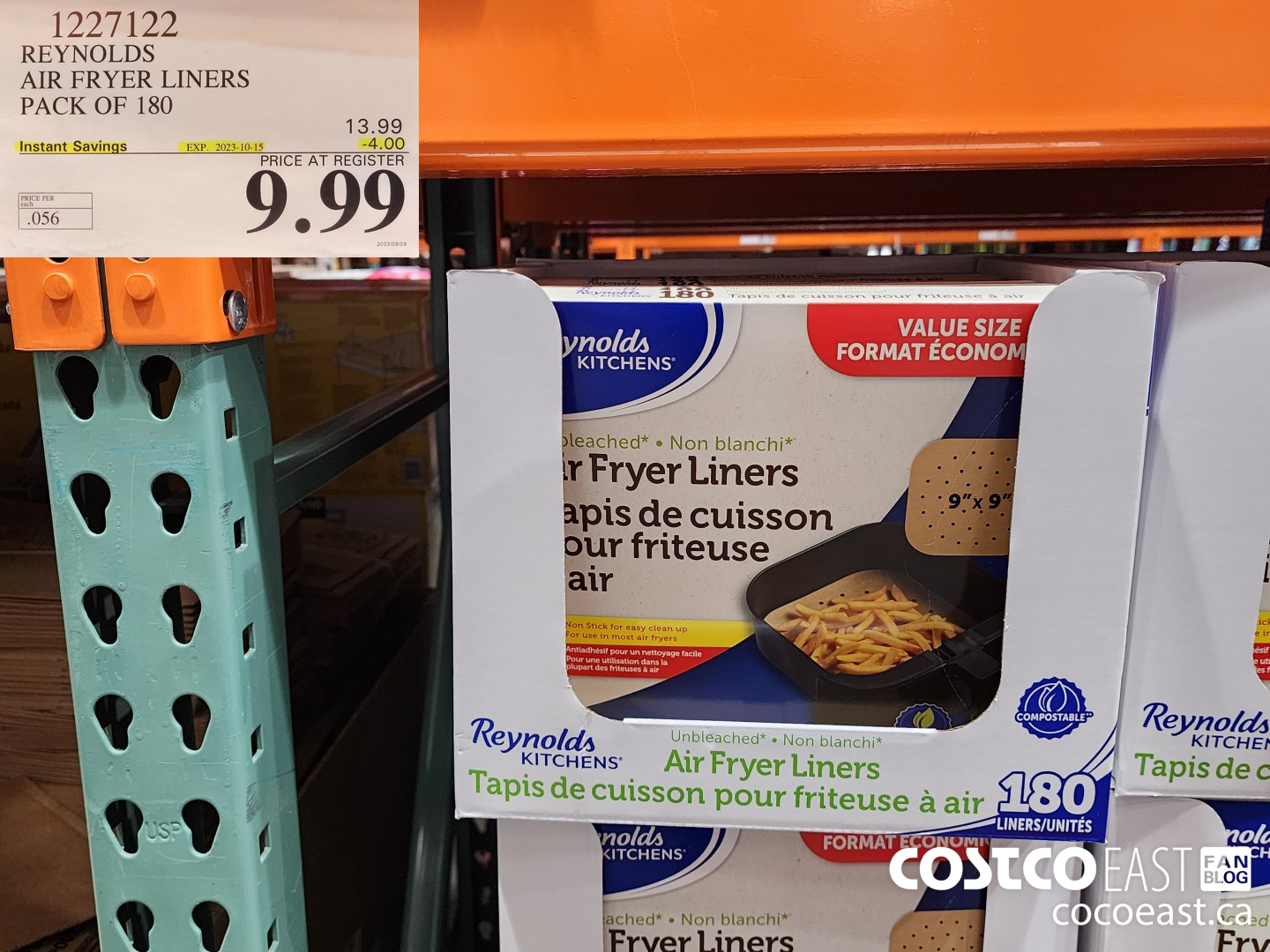 1227122 REYNOLDS AIR FRYER LINERS PACK OF 180 ($4.00 INSTANT SAVINGS EXPIRES ON 2023-10-15) $9.99