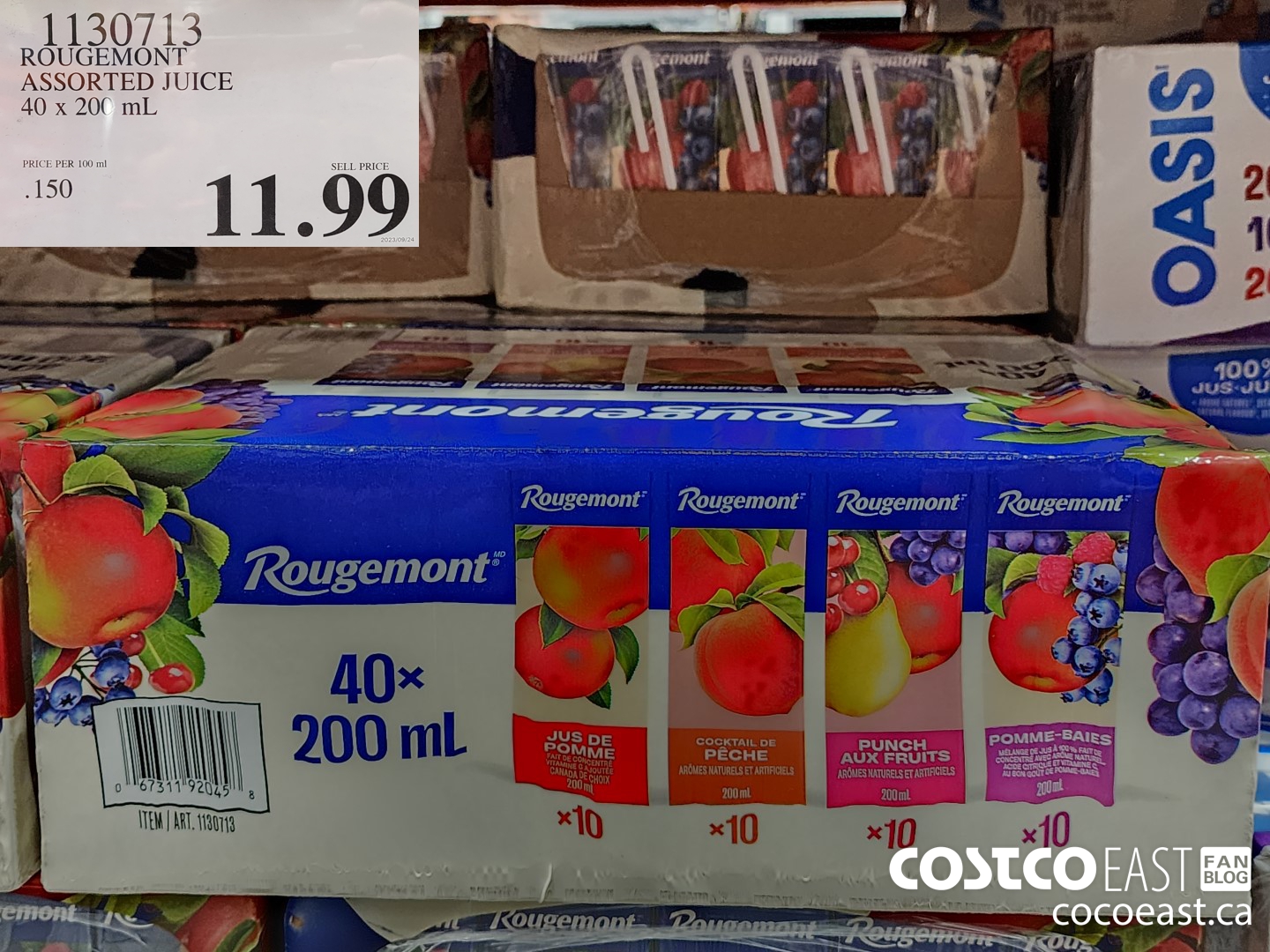 1130713 ROUGEMONT ASSORTED JUICE 40 X 200 ML $11.99