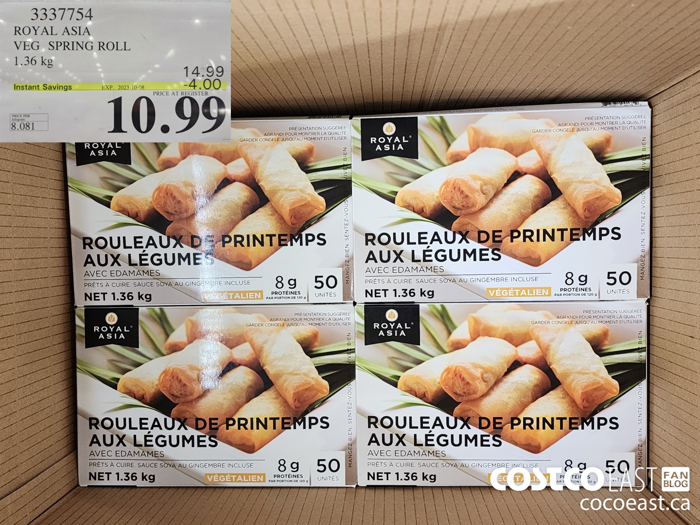 3337754 ROYAL ASIA VEG. SPRING ROLL 1.36 kg ($4.00 INSTANT SAVINGS EXPIRES ON 2023-10-08) $10.99