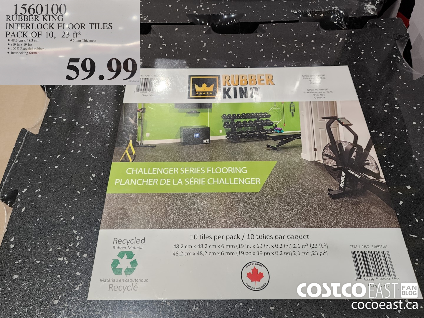 1560100 RUBBER KING INTERLOCK FLOOR TILES PACK OF 10, 23 ft2 $59.99