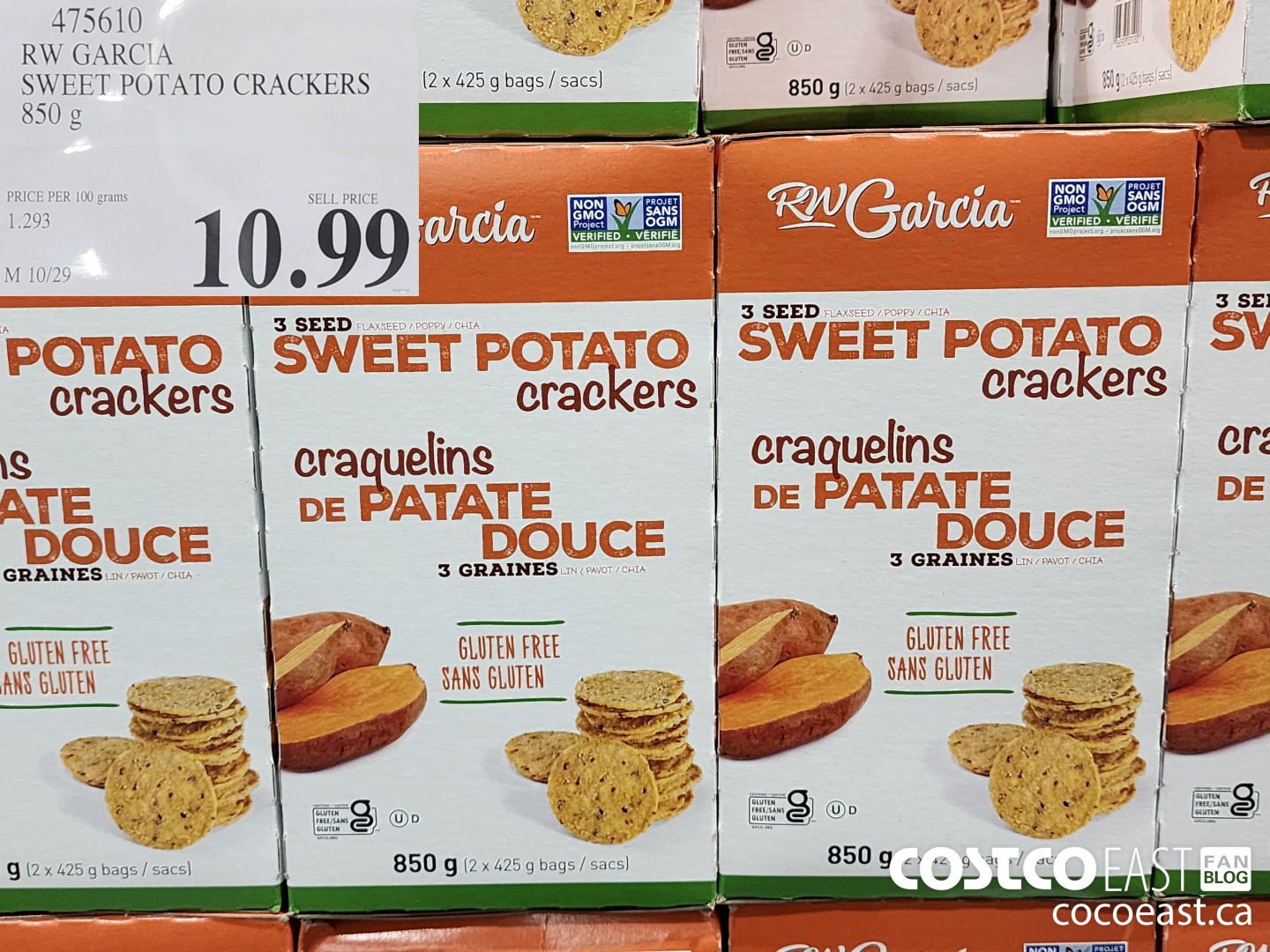 475610 RW GARCIA SWEET POTATO CRACKERS 850 G $10.99