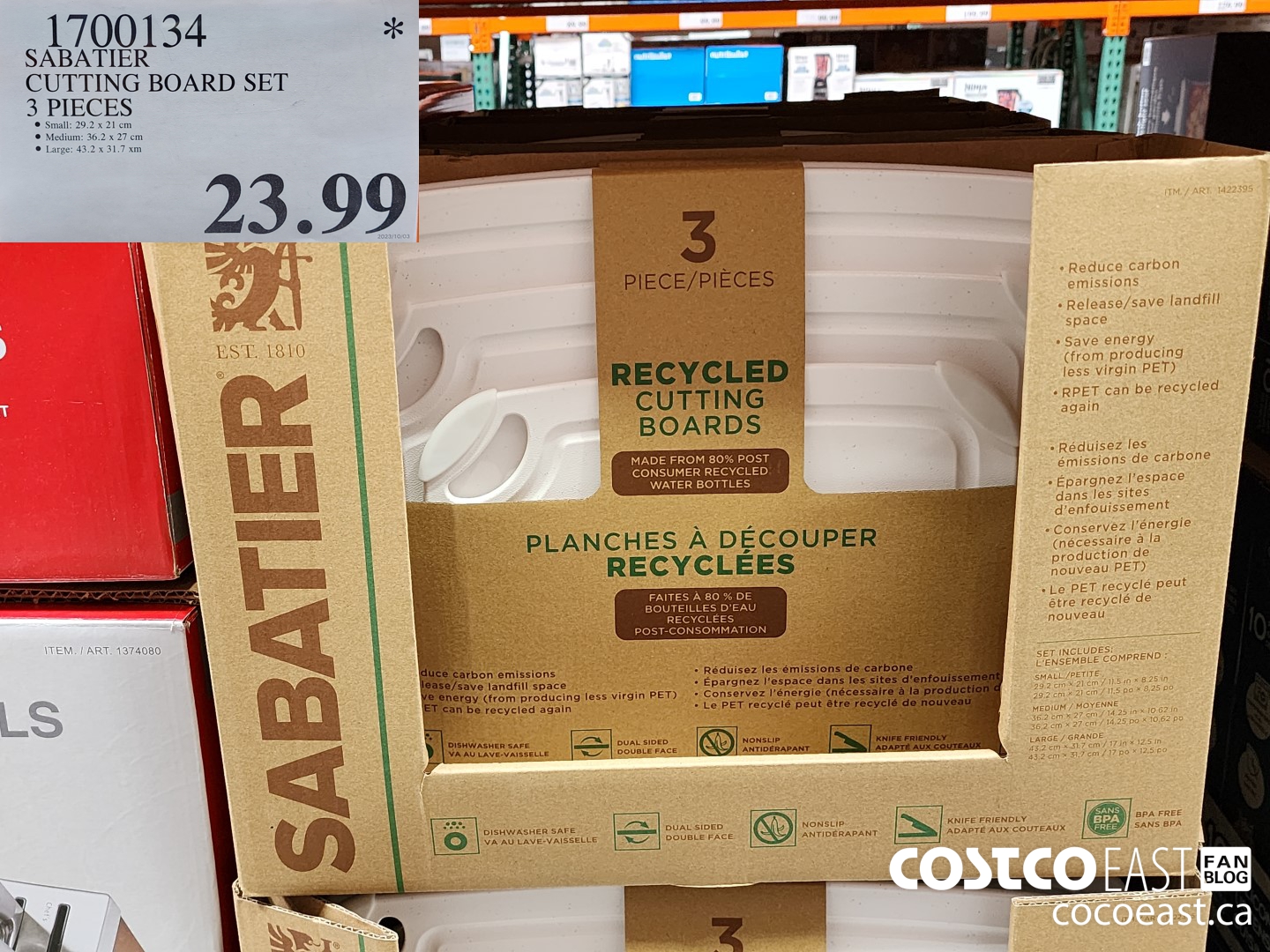 1700134 SABATIER CUTTING BOARD SET 3 PIECES $23.99