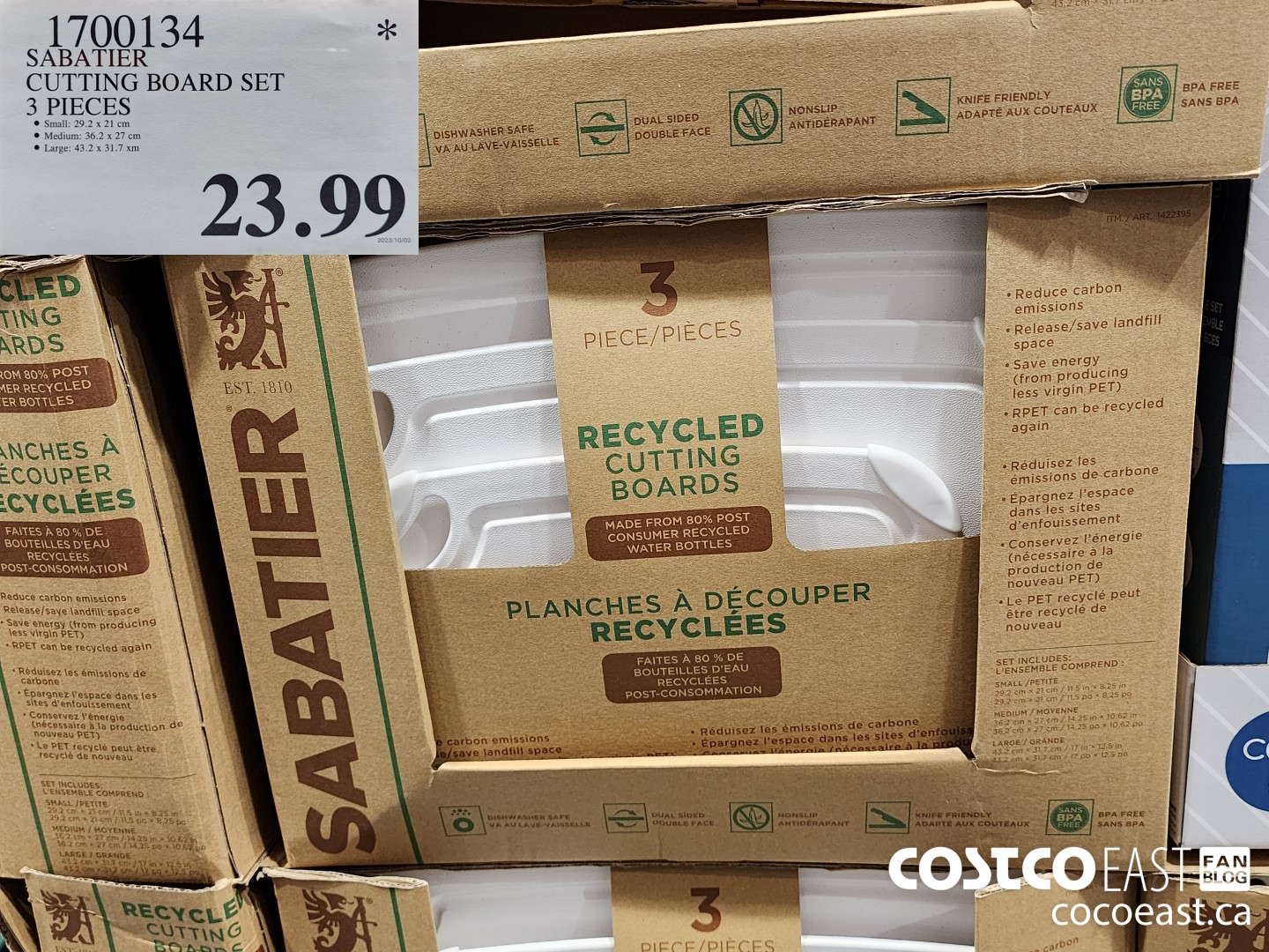 1700134 SABATIER CUTTING BOARD SET 3 PIECES $23.99