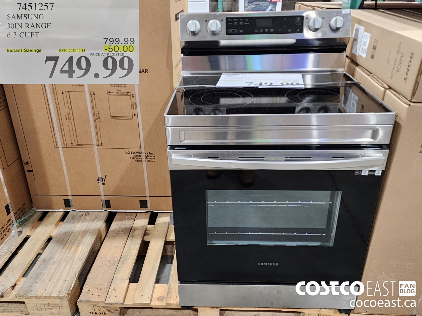 7451257 SAMSUNG 30IN RANGE 6.3 CU. FT. ($50.00 INSTANT SAVINGS EXPIRES ON 2023-10-15) $749.99