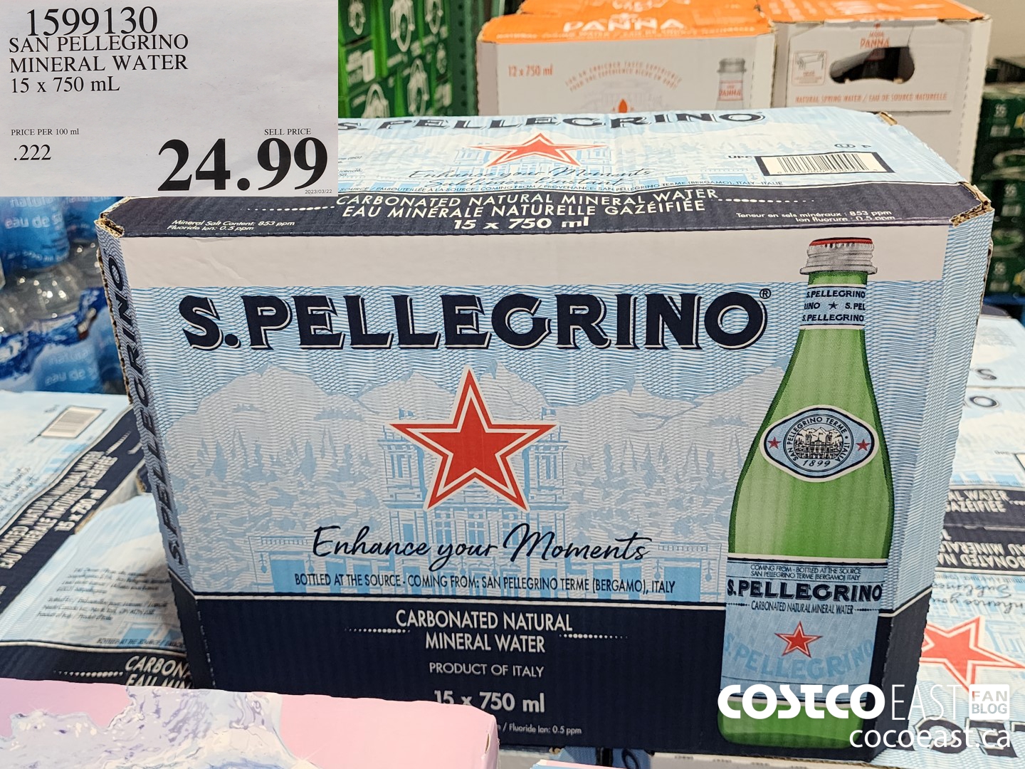 1599130 SAN PELLEGRINO MINERAL WATER 15 x 750 mL $24.99