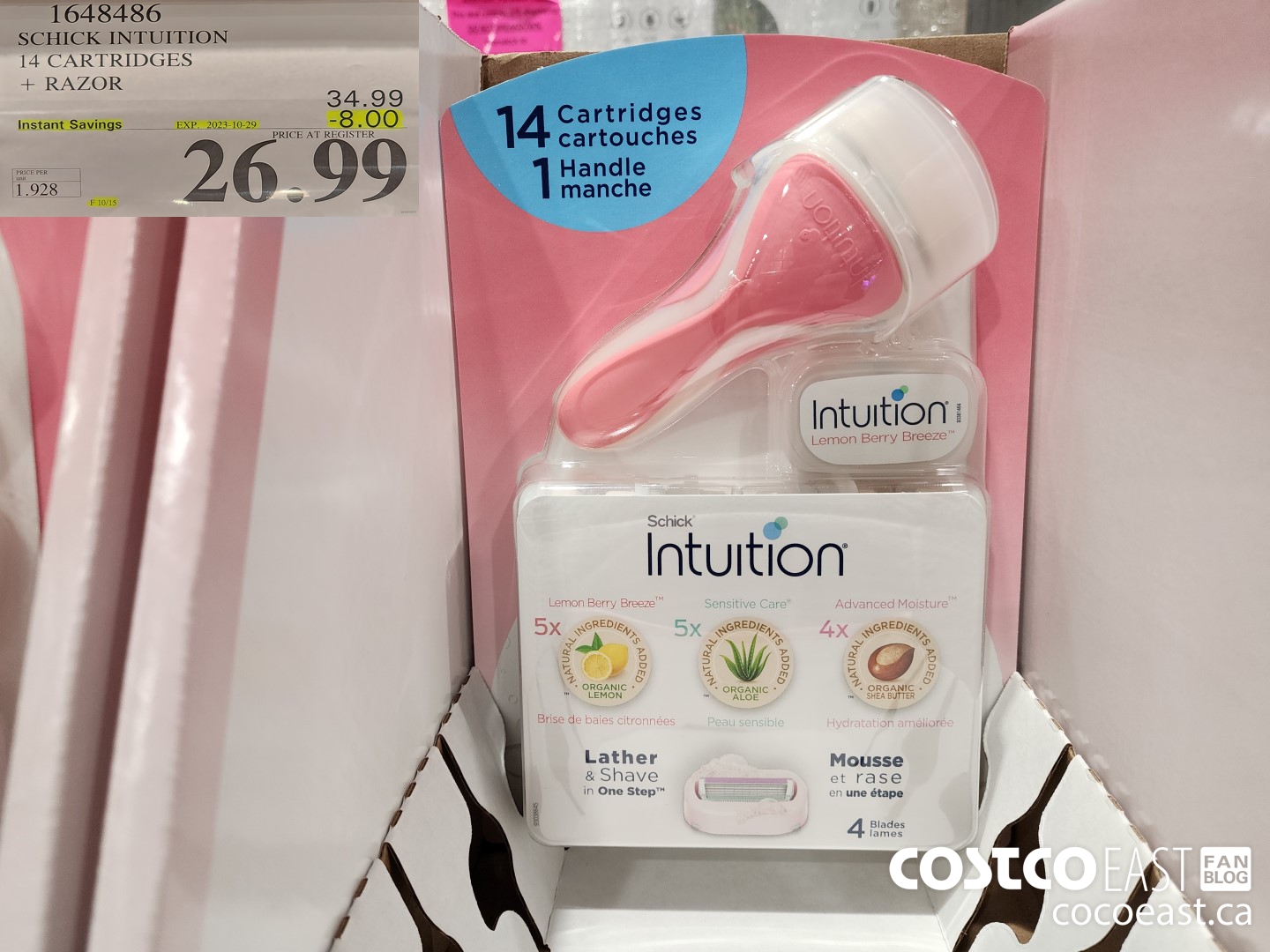 1648486 SCHICK INTUITION 14 CARTRIDGES + RAZOR ($8.00 INSTANT SAVINGS EXPIRES ON 2023-10-29) $26.99
