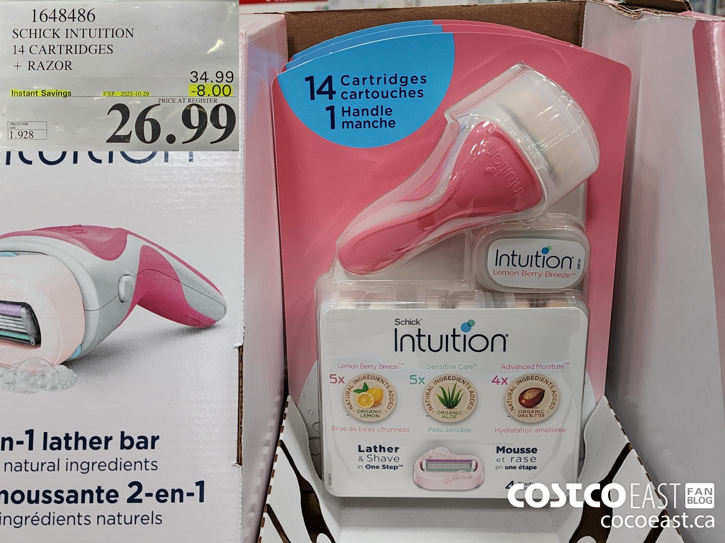 1648436 SCHICK INTUITION 14 CARTRIDGES + RAZOR ($8.00 INSTANT SAVINGS EXPIRES ON 2023-10-29) $26.99