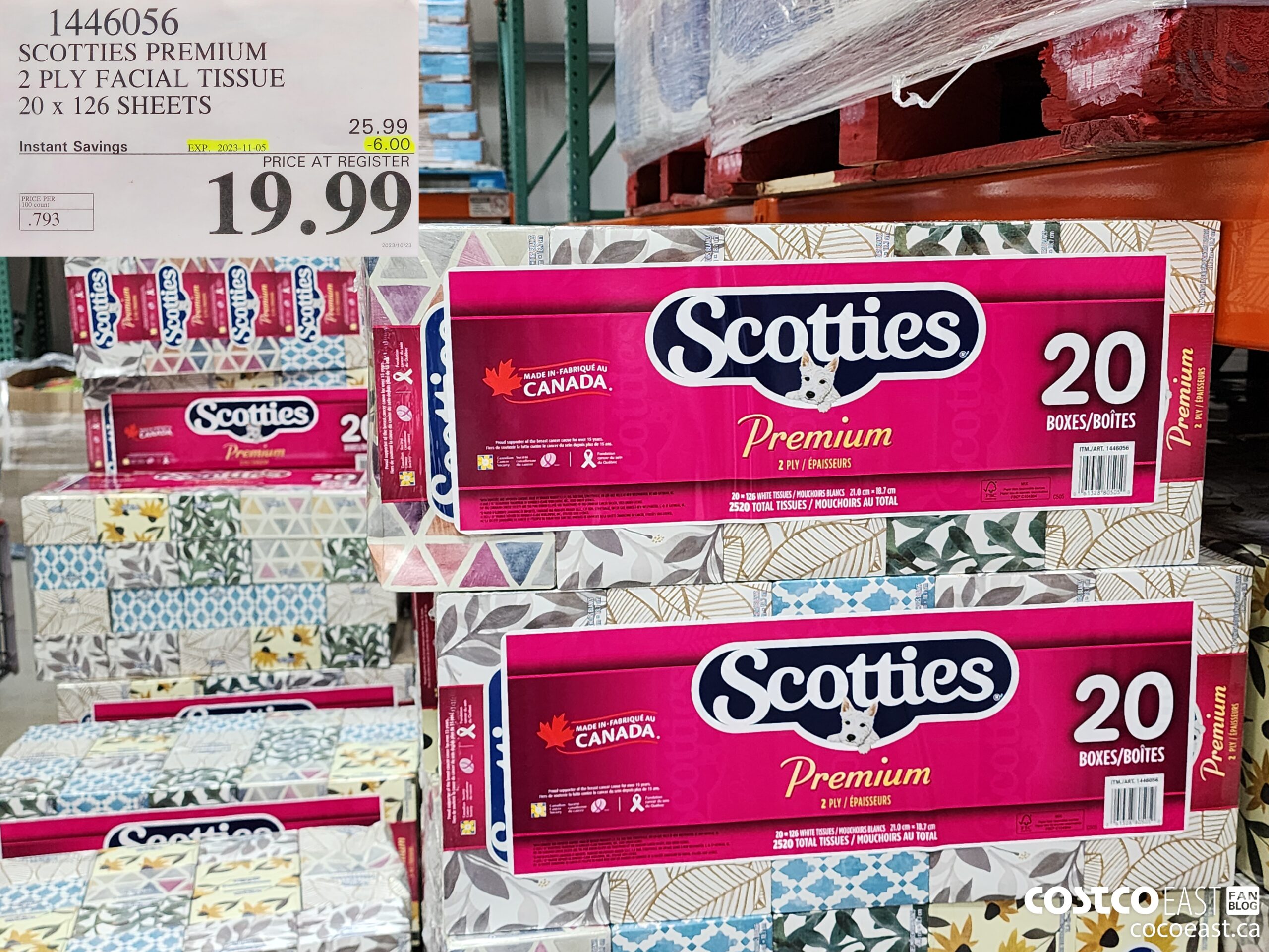 1446056 SCOTTIE PREMIUM 2 PLY FACIAL TISSUES 20 x 126 sheets ($6.00 INSTANT SAVINGS EXPIRES ON 2023-11-05) $19.99