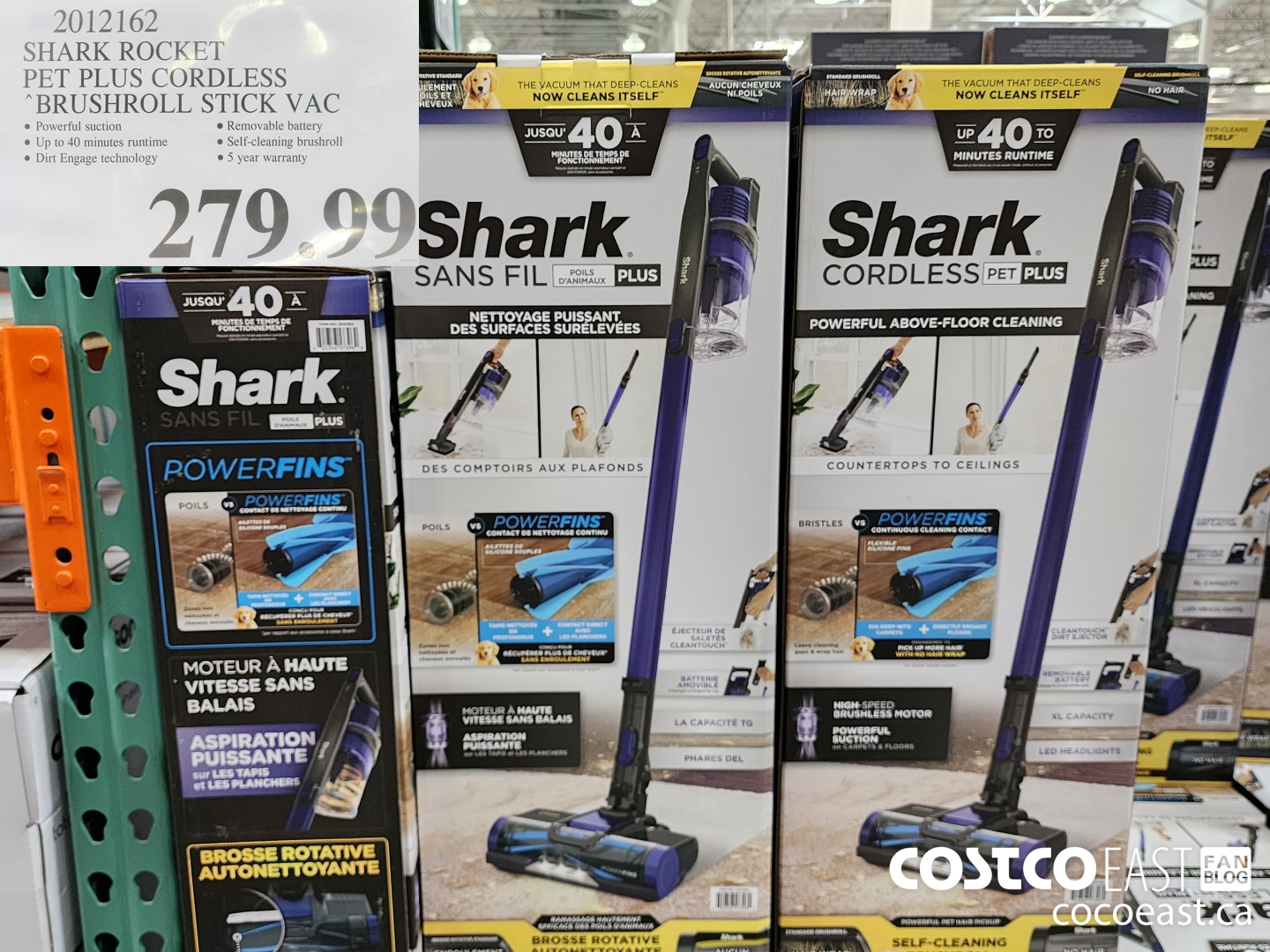 2012162 SHARK ROCKET PET PRO CORDLESS BRUSHROLL STICK VAC $279.99