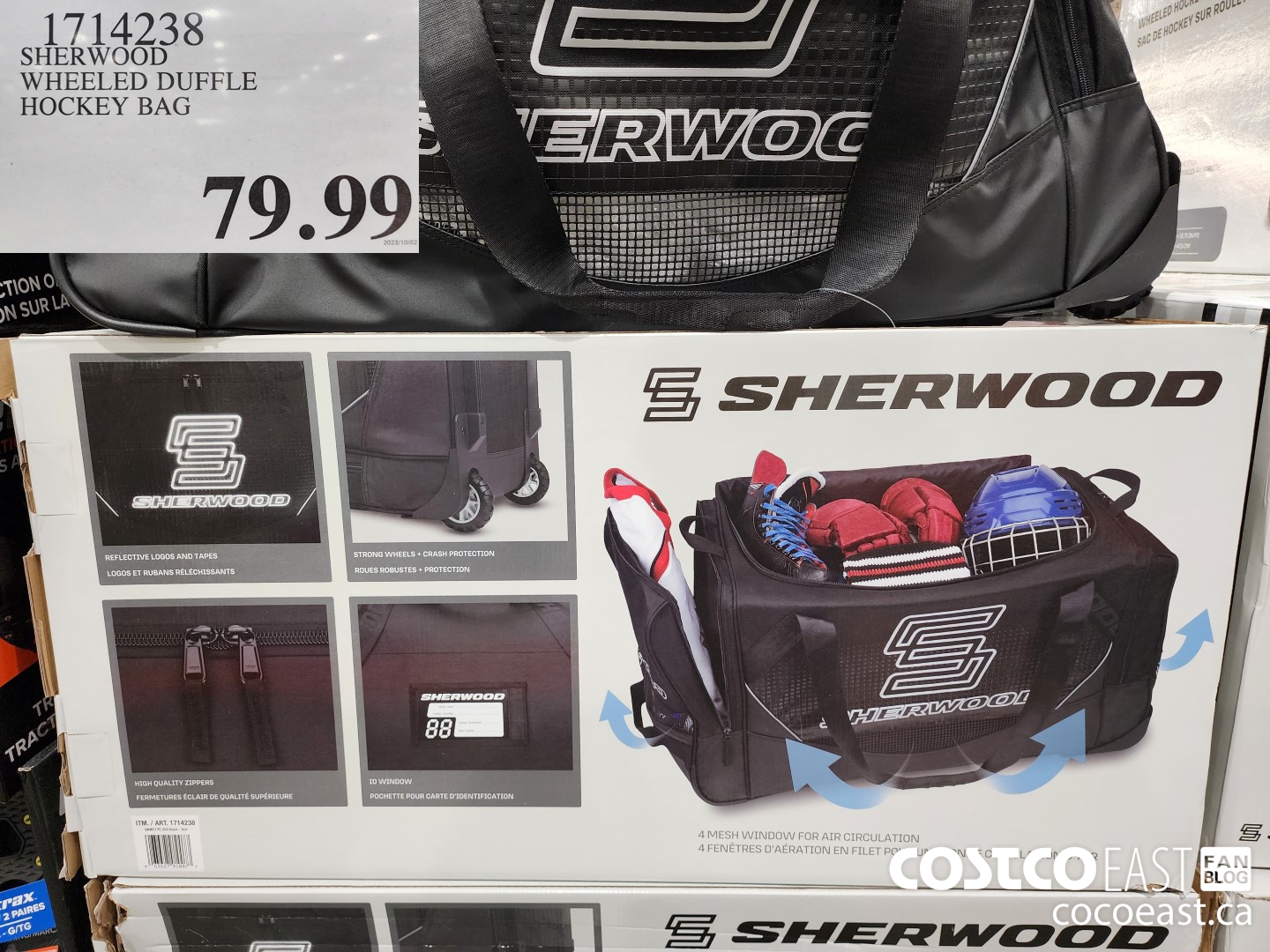 1714238 SHERWOOD WHEELED DUFFLE HOCKEY BAG $79.99